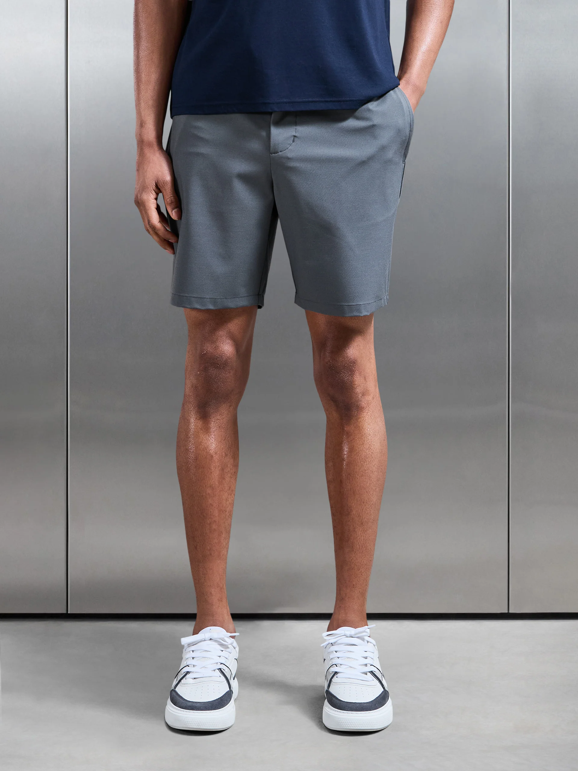 Crease Resistant Stretch Chino Short in Grey - Image 7