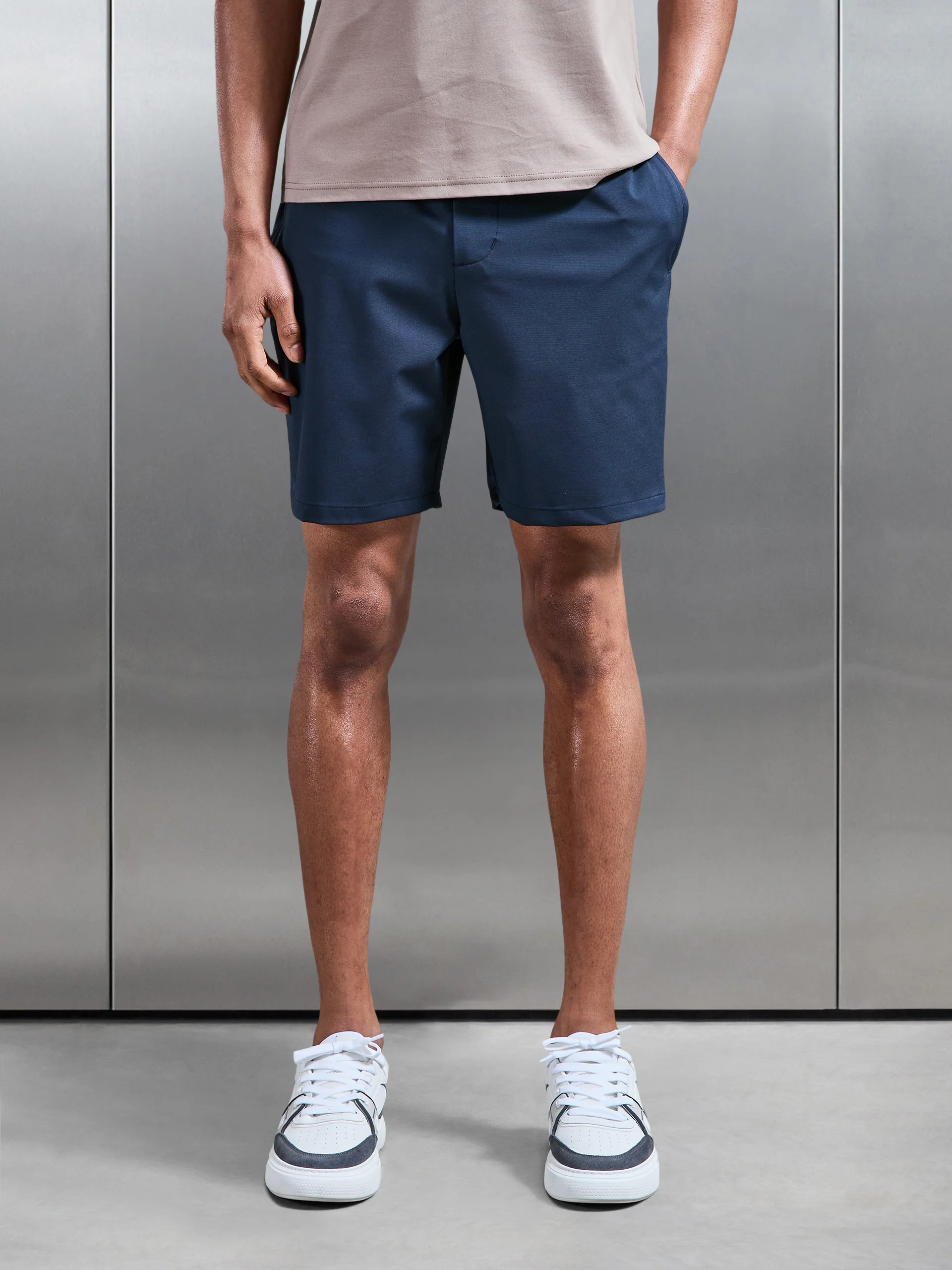 Crease Resistant Stretch Chino Short in Navy - Image 7