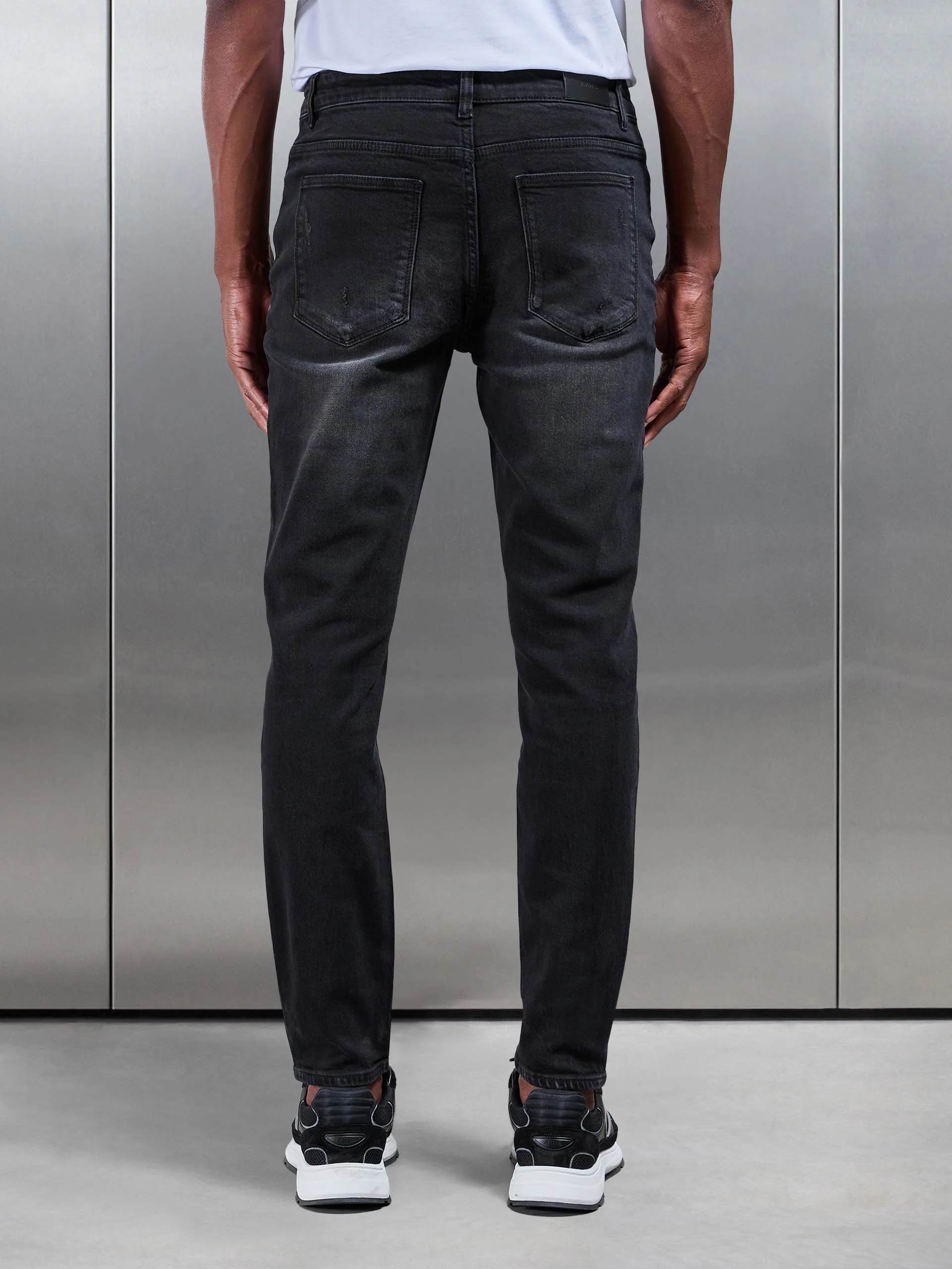Distressed Denim Jeans in Black Wash - Image 3