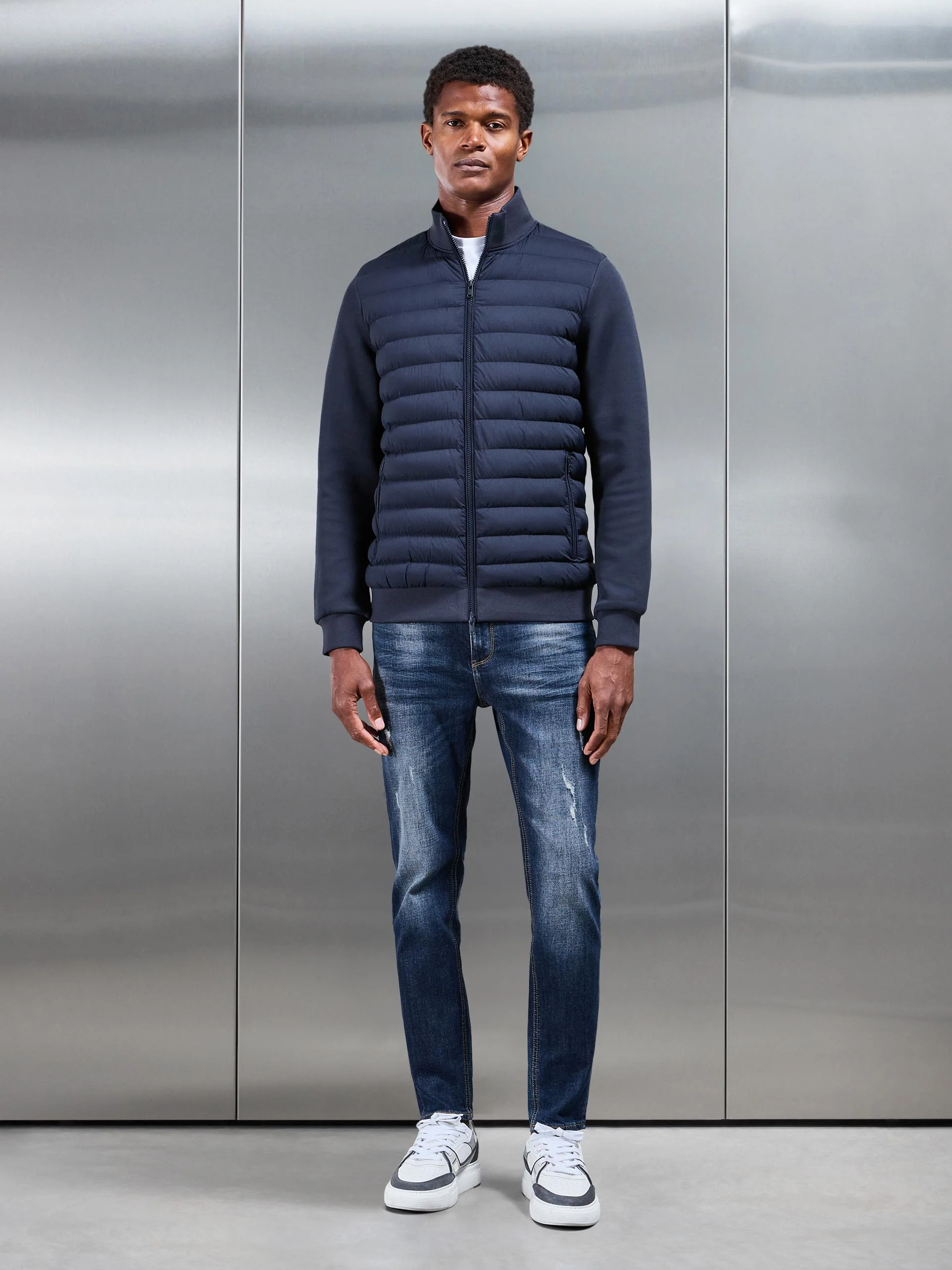 Distressed Denim Jeans in Dark Wash - Image 2
