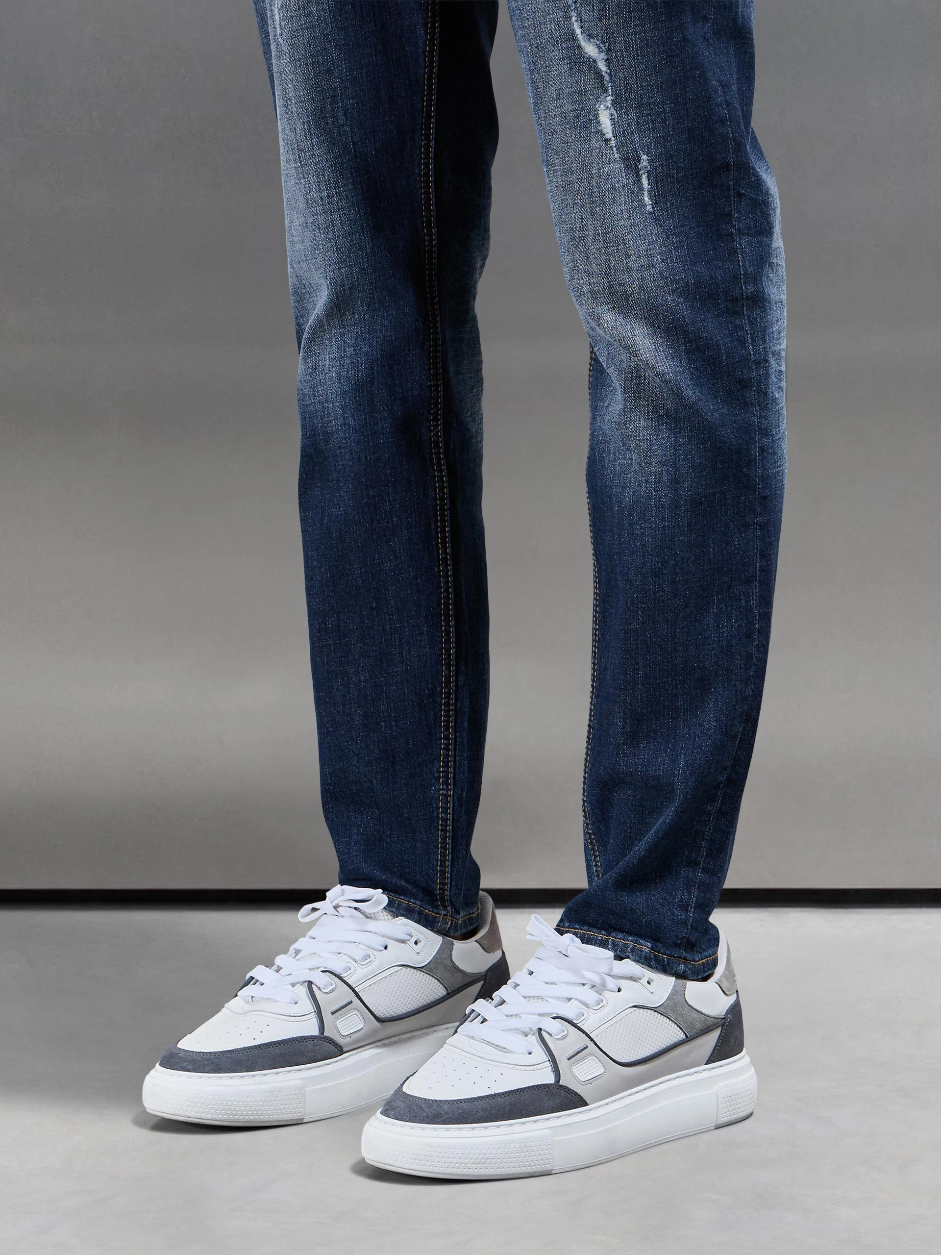 Distressed Denim Jeans in Dark Wash - Image 4