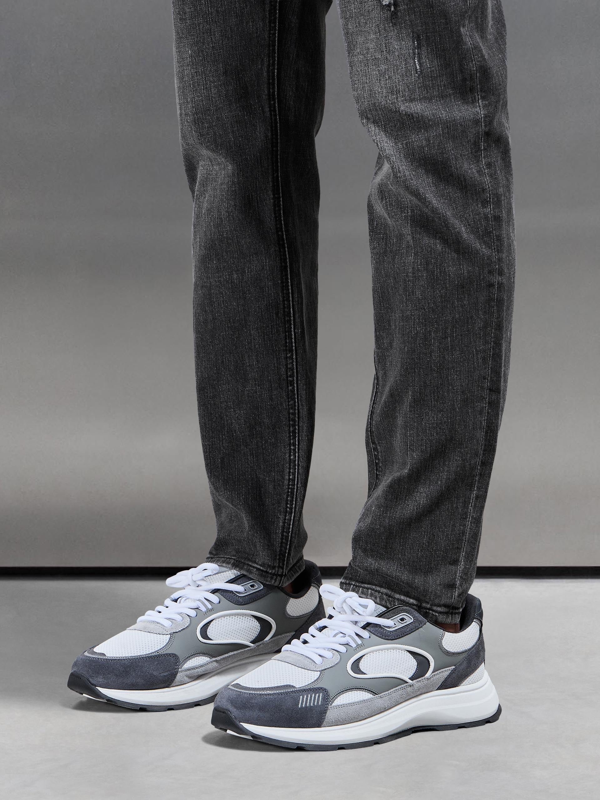 Distressed Denim Jeans in Grey Wash - Image 4