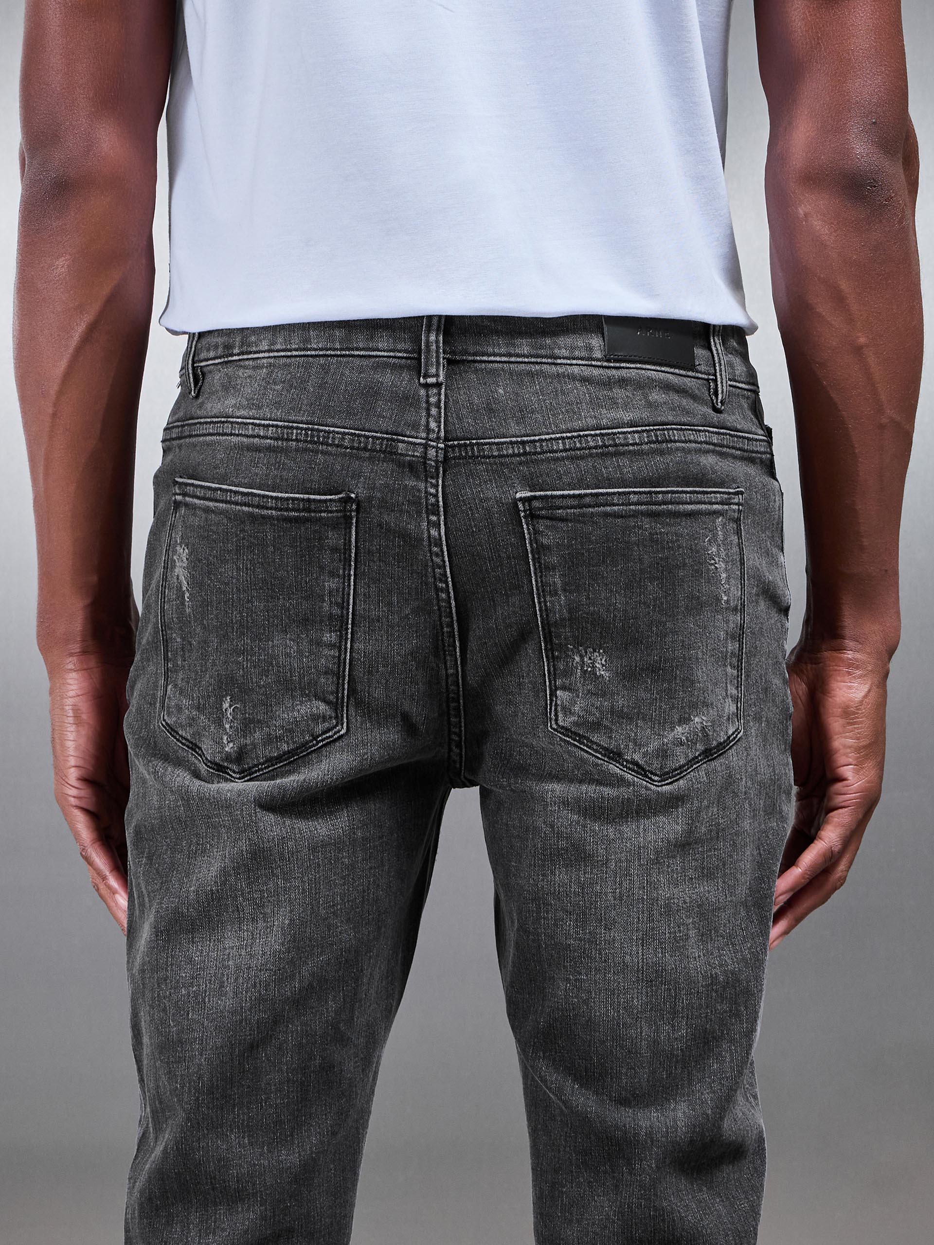 Distressed Denim Jeans in Grey Wash - Image 5