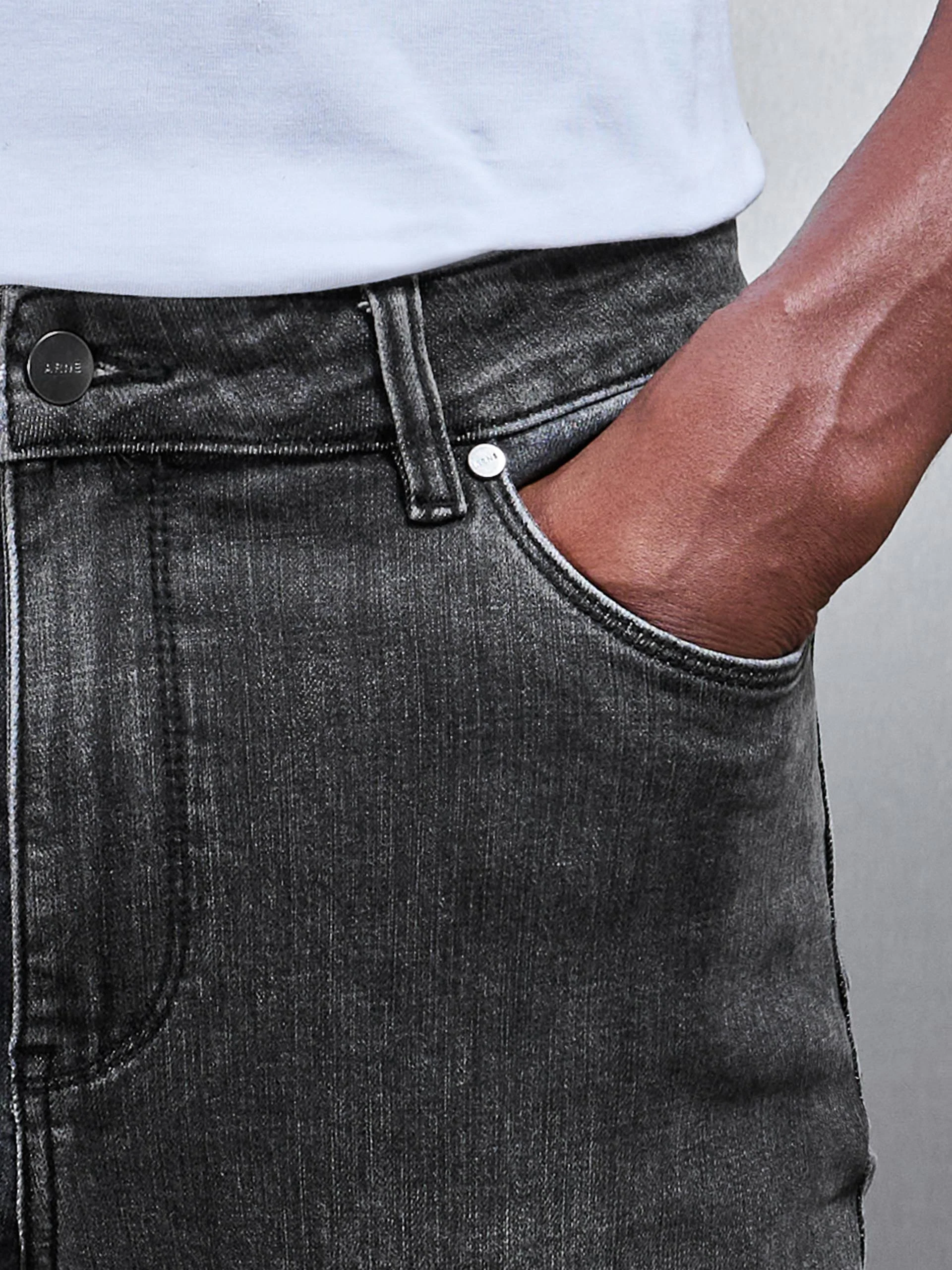 Distressed Denim Jeans in Grey Wash - Image 6