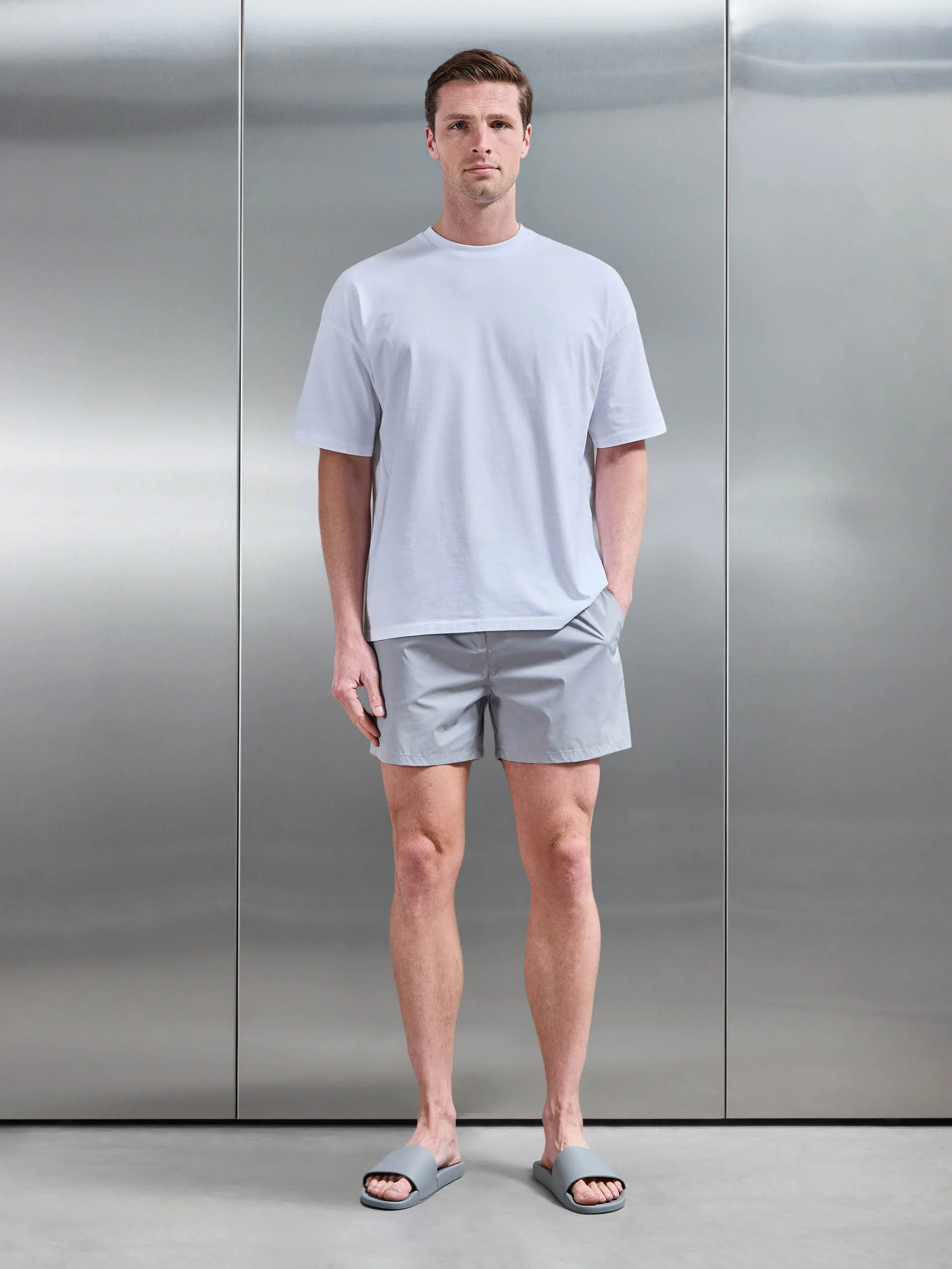 Essential Drawstring Shell Swim Short in Mid Grey - Image 2