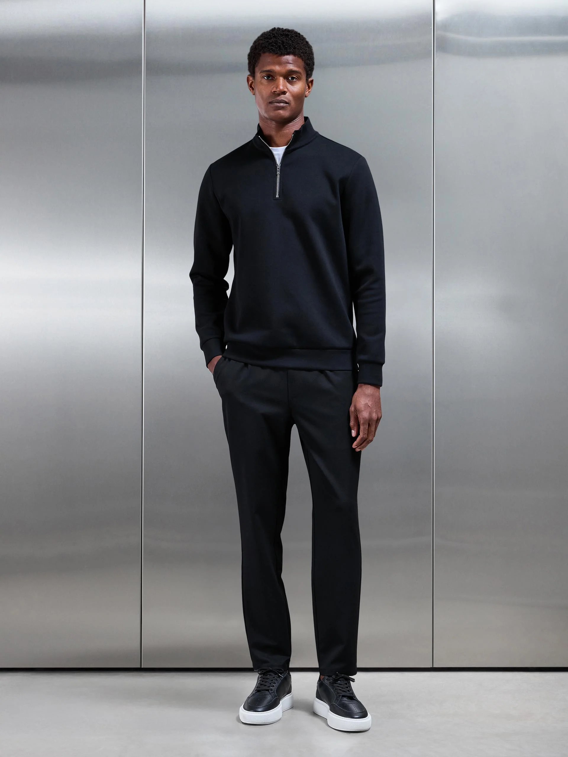 Essential Drawstring Tailored Trouser in Black - Image 2