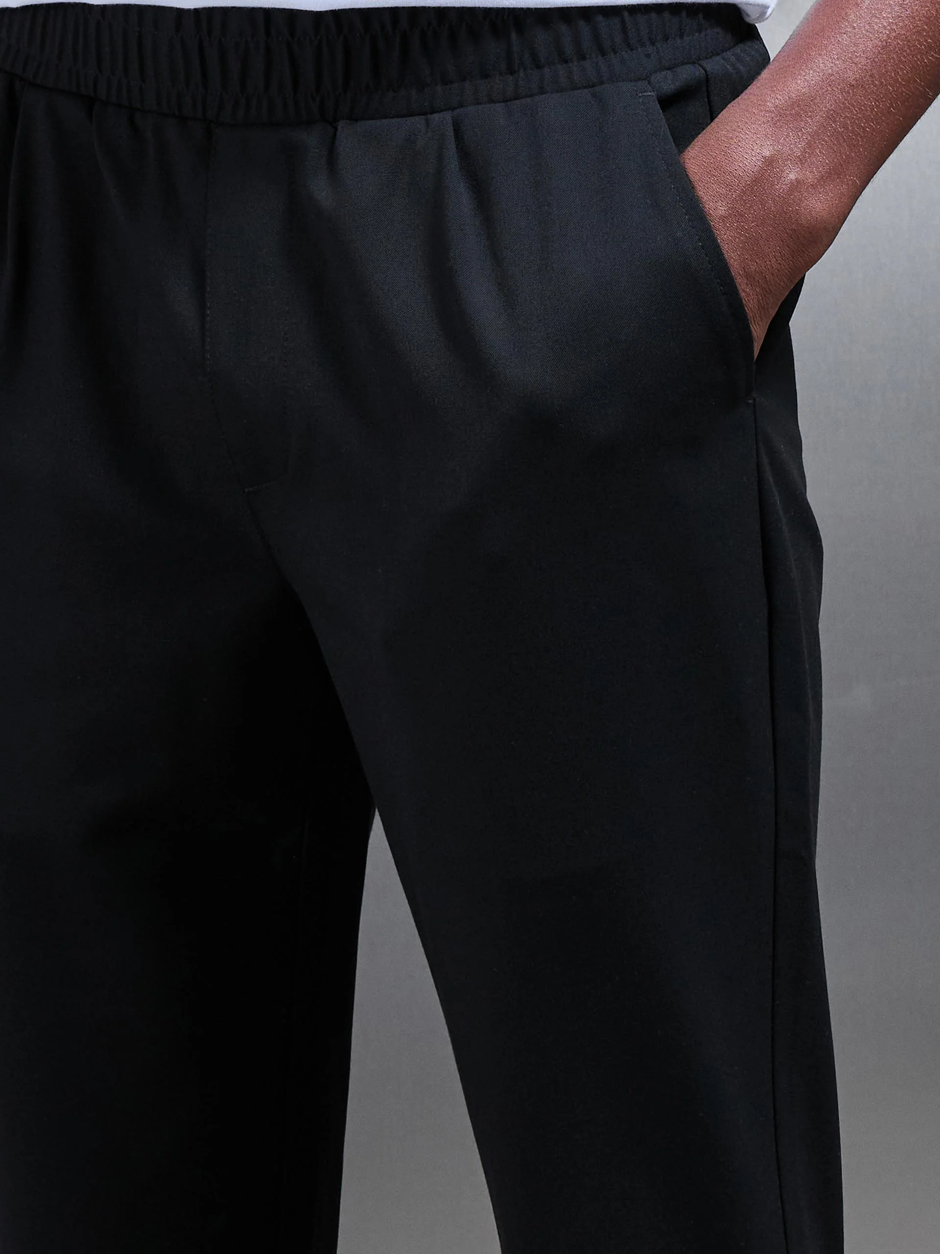 Essential Drawstring Tailored Trouser in Black - Image 4