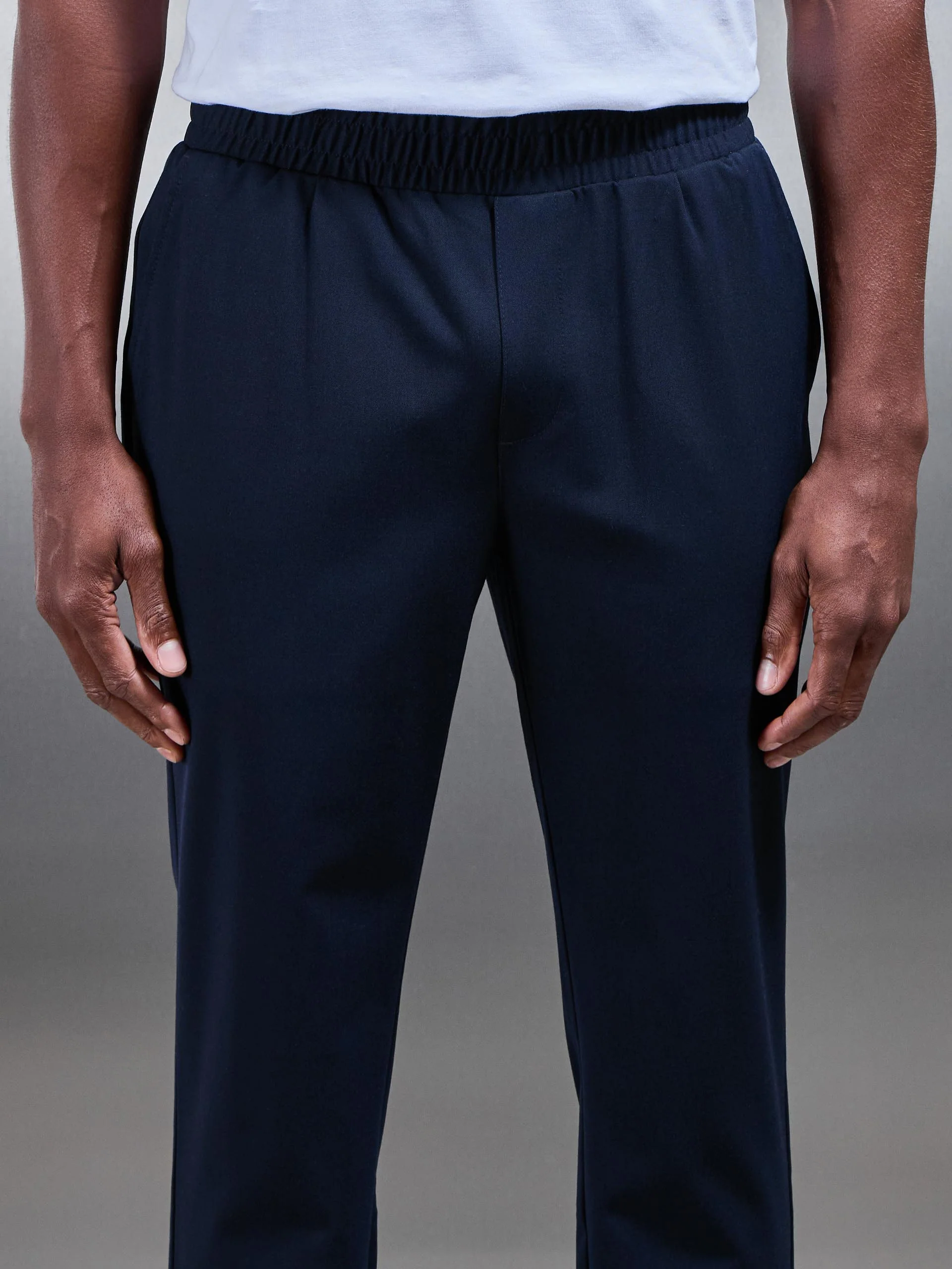 Essential Drawstring Tailored Trouser in Navy - Image 3