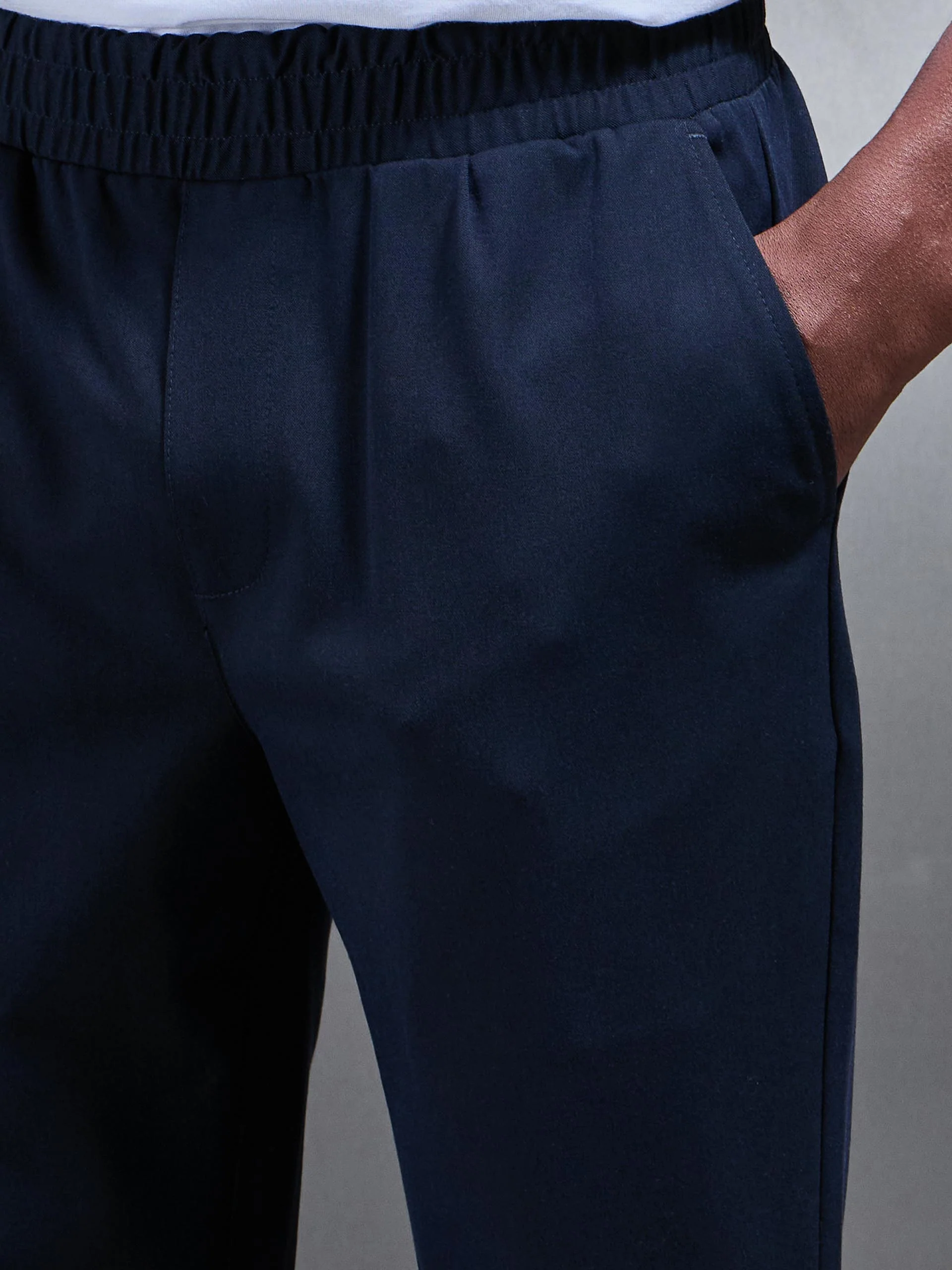 Essential Drawstring Tailored Trouser in Navy - Image 4