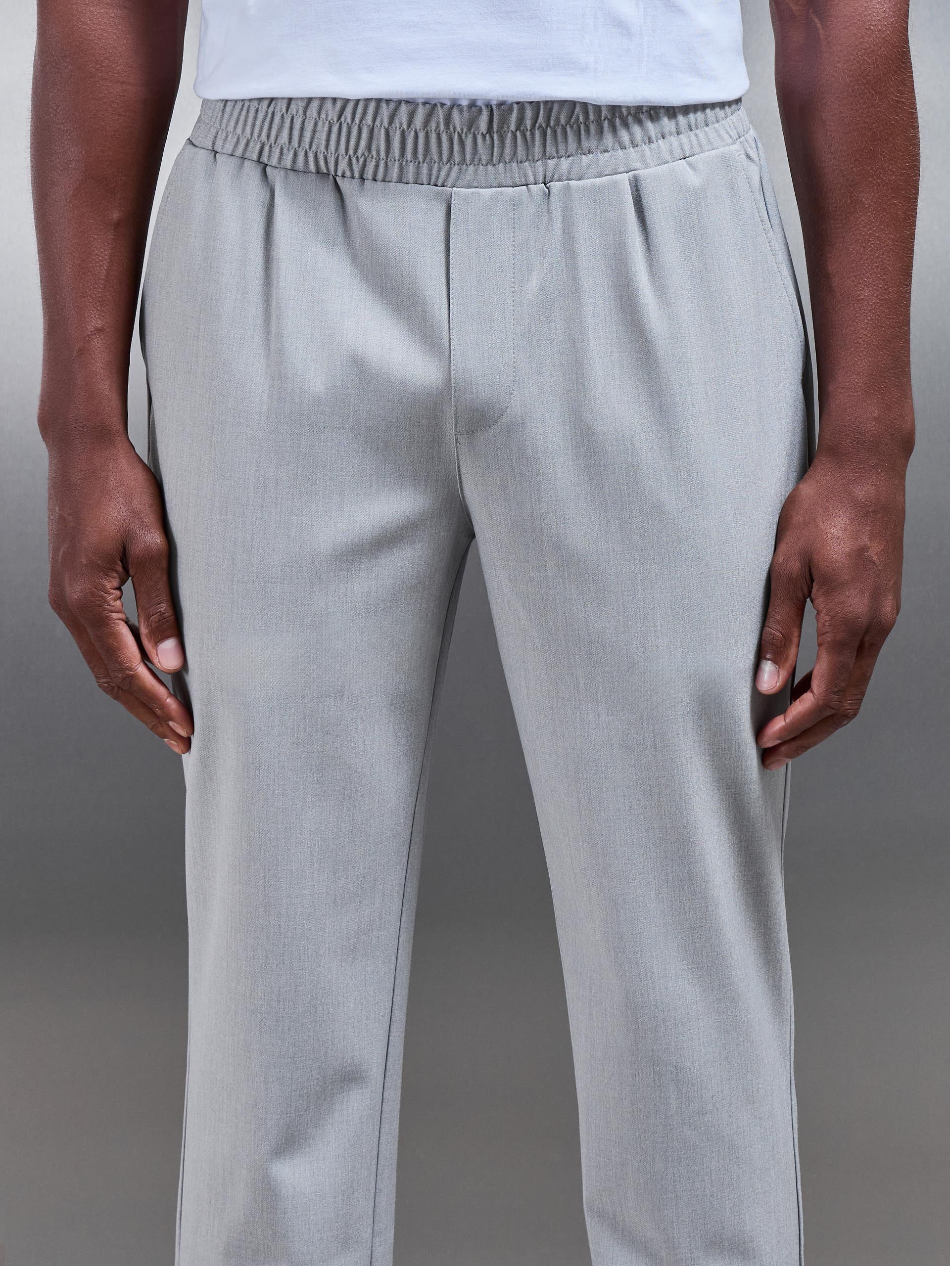 Essential Drawstring Tailored Trouser in Stone - Image 3
