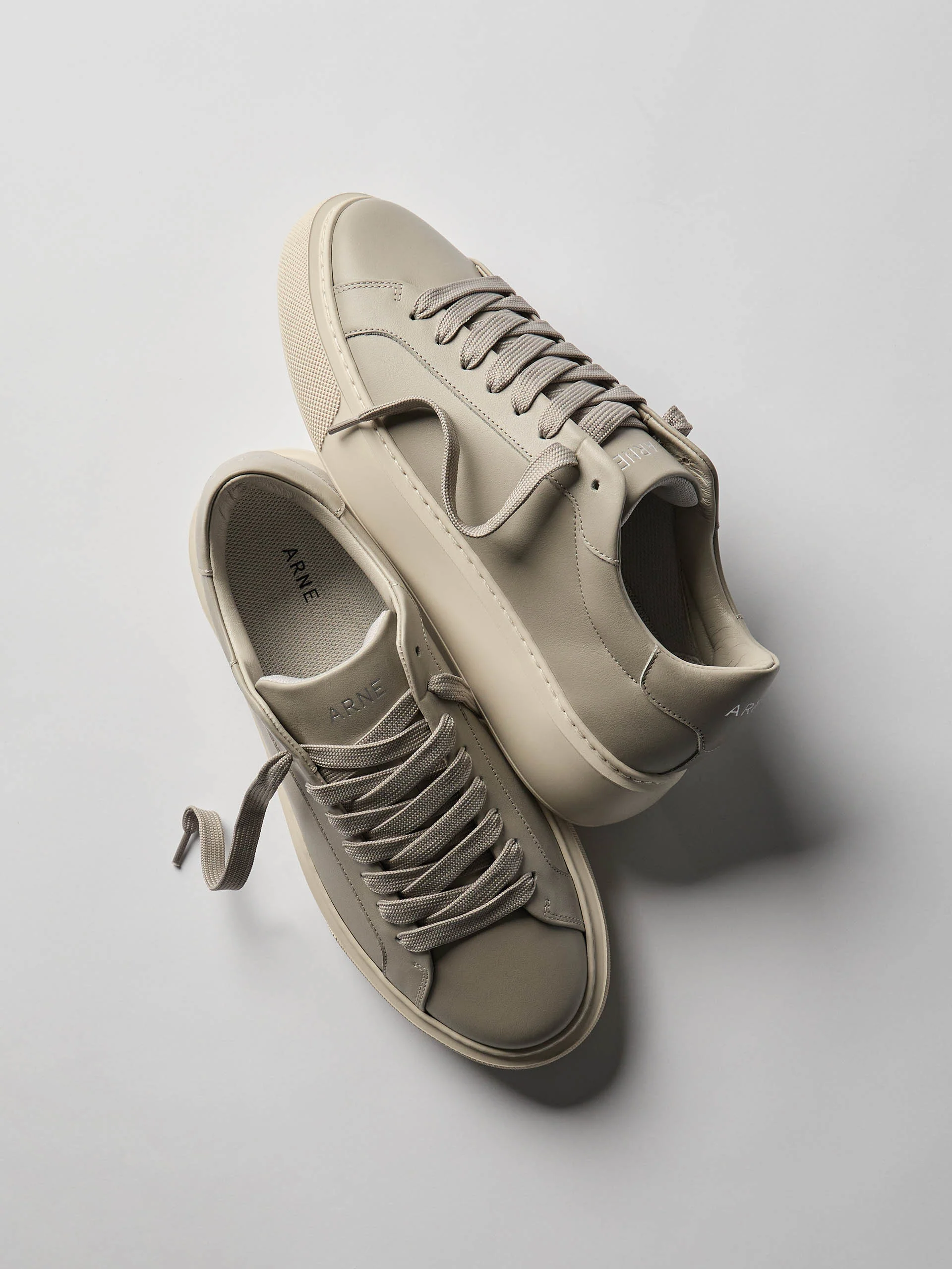 Essential Leather Trainer in Beige - Image 2
