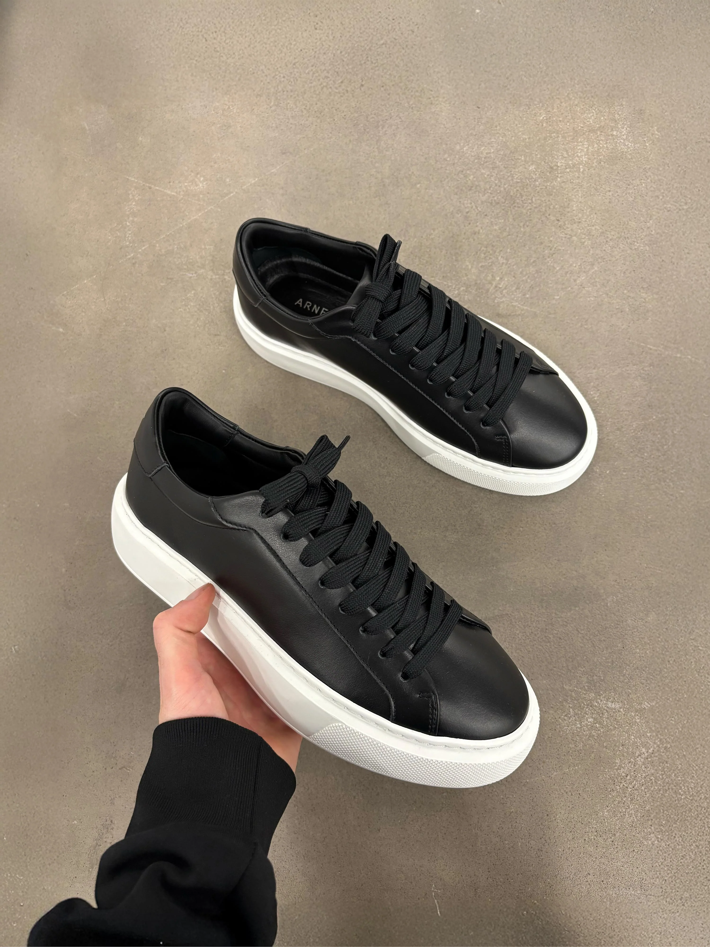 Essential Leather Trainer in Black - Image 6
