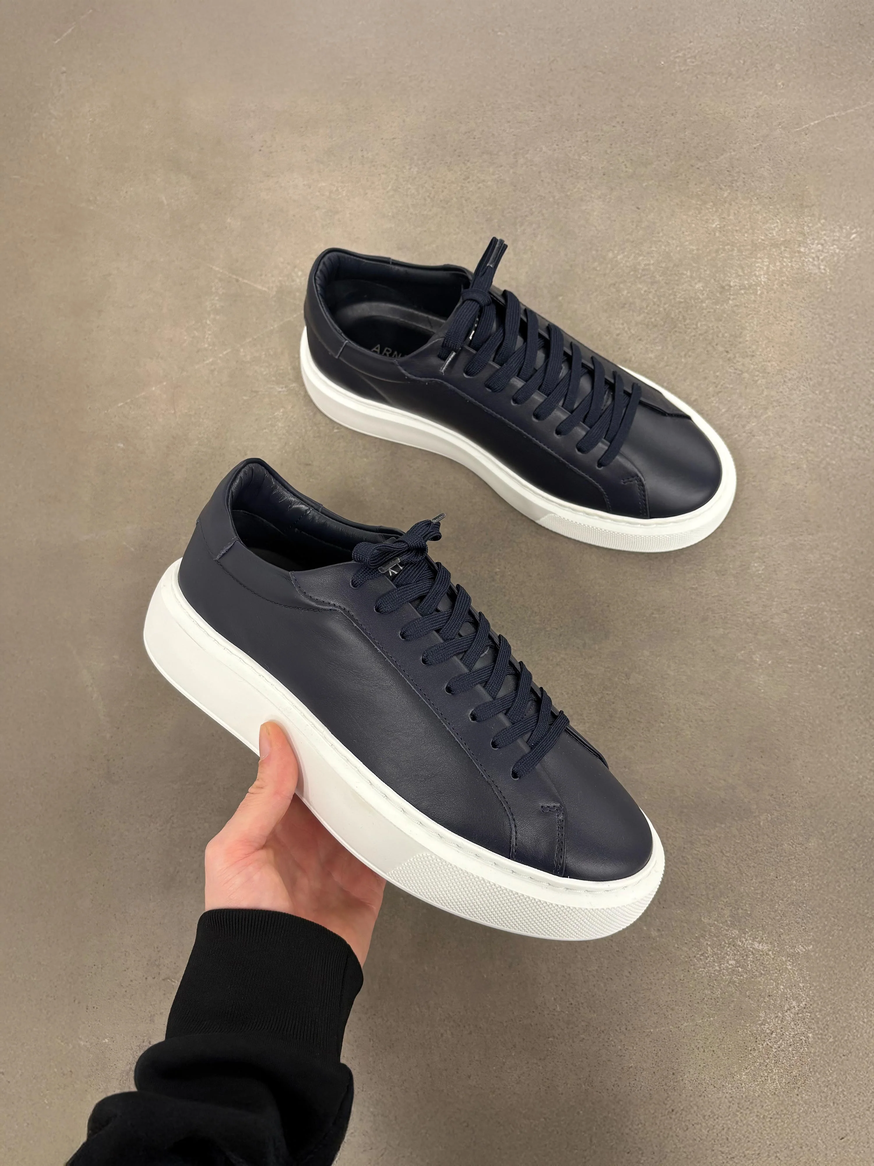 Essential Leather Trainer in Navy - Image 6