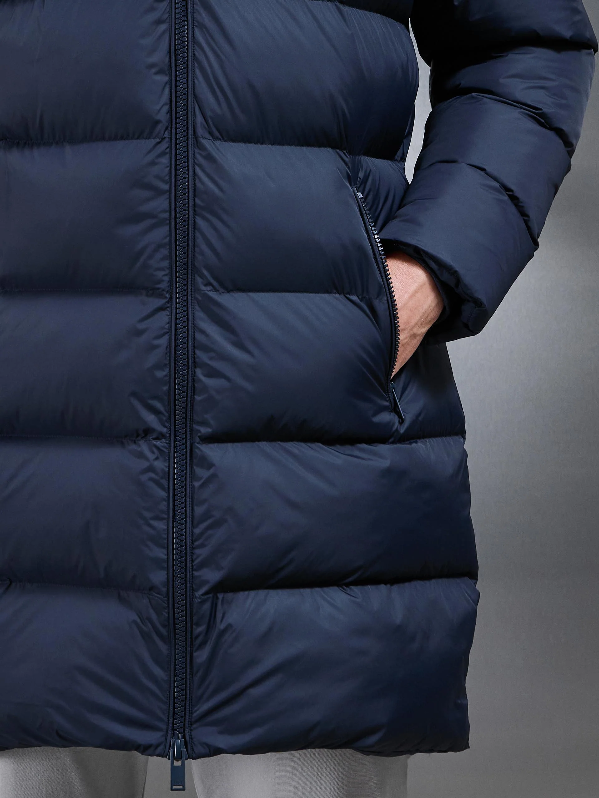 Essential Mid Length Puffer Jacket in Navy - Image 5