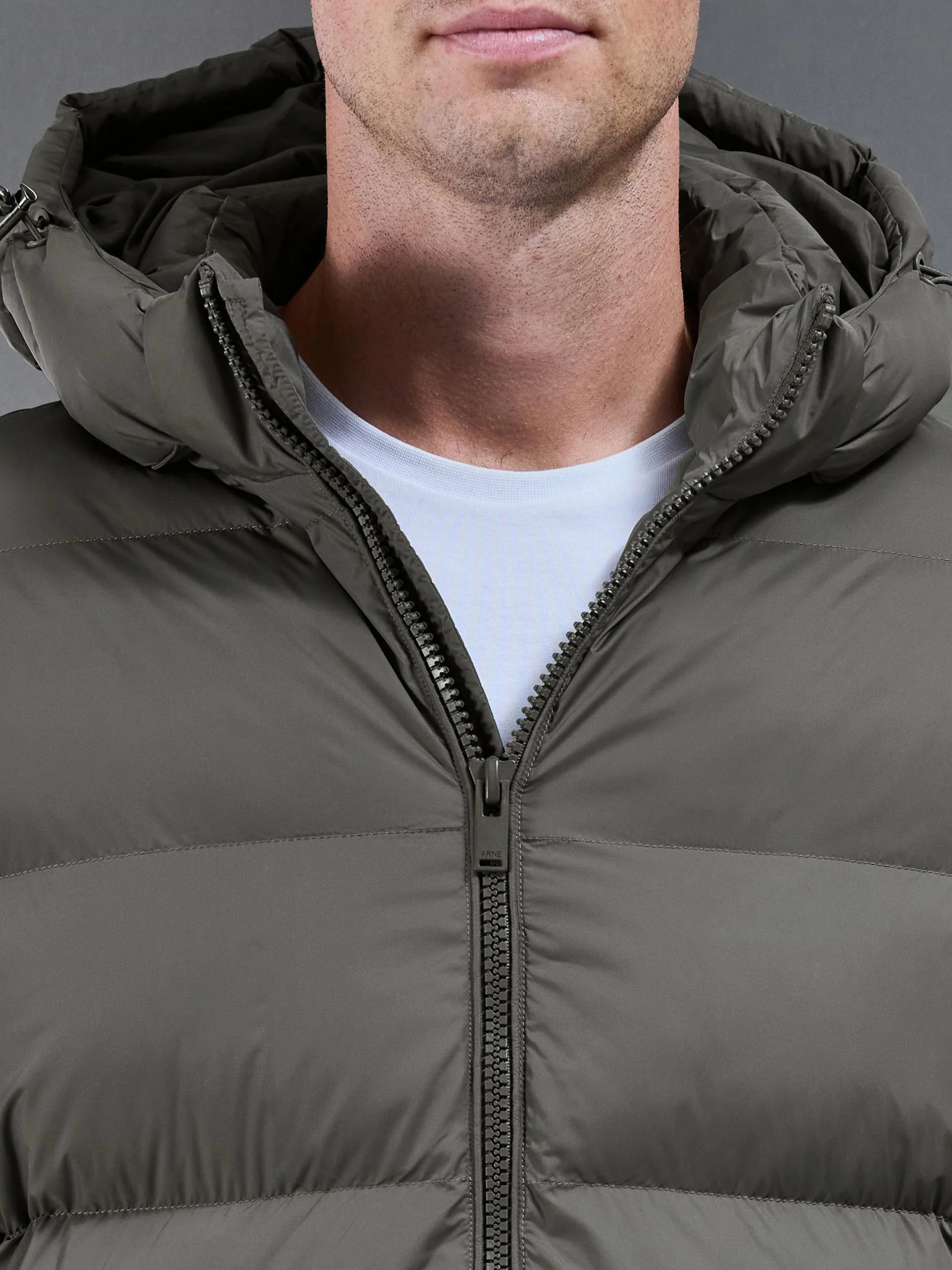 Essential Mid Length Puffer Jacket in Olive - Image 5
