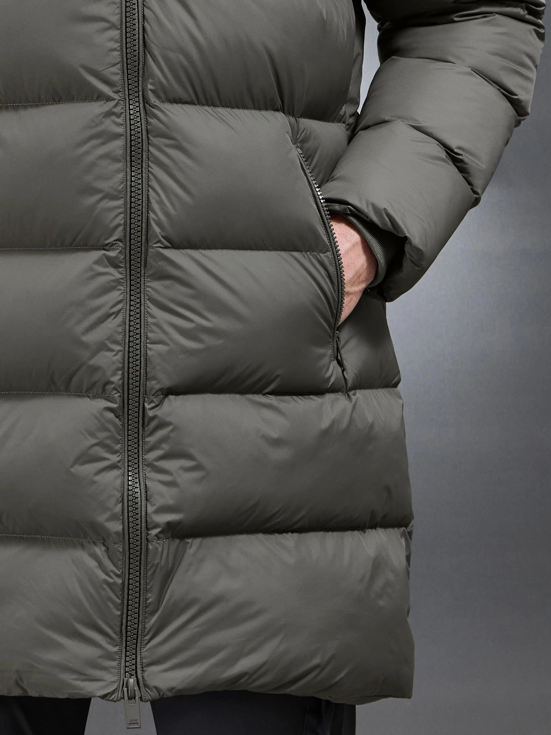 Essential Mid Length Puffer Jacket in Olive - Image 6