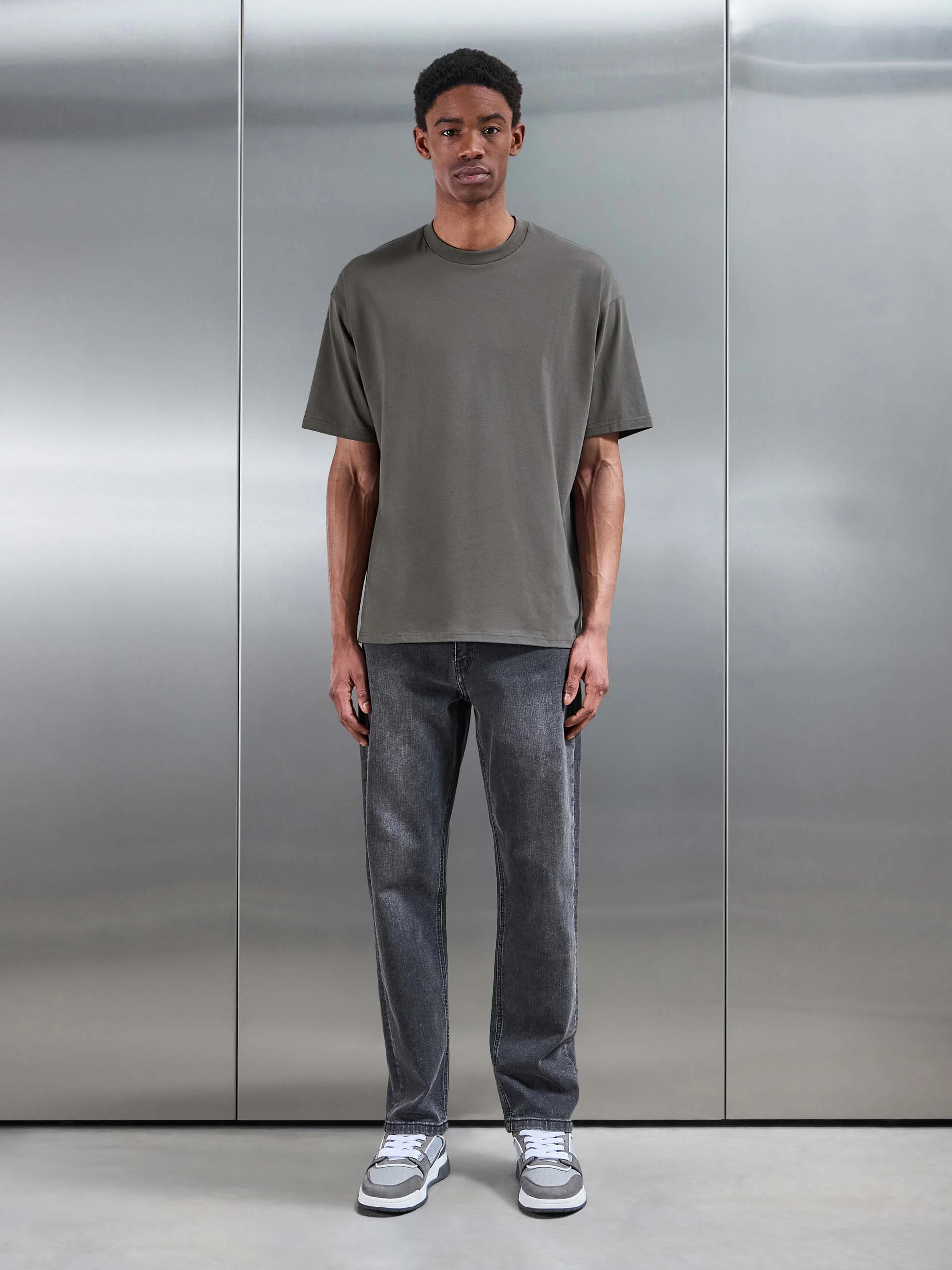 Essential Relaxed Fit Cotton T-Shirt in Grey - Image 2