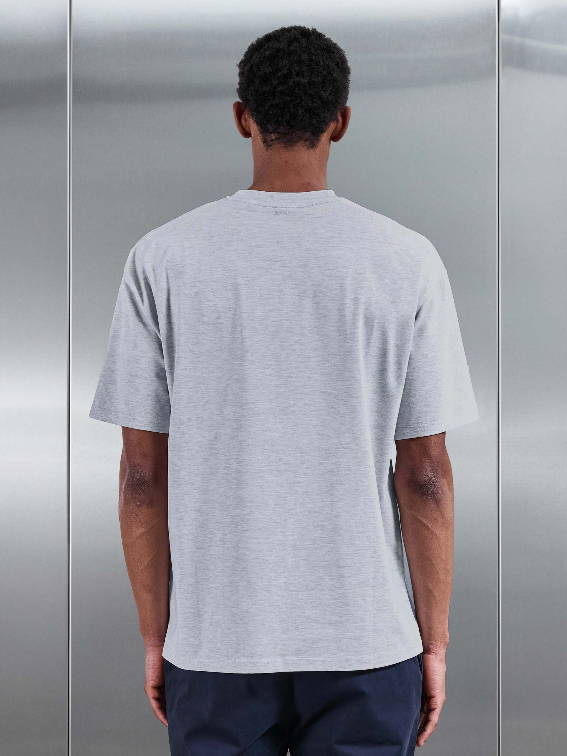 Essential Relaxed Fit Cotton T-Shirt in Marl Grey - Image 4
