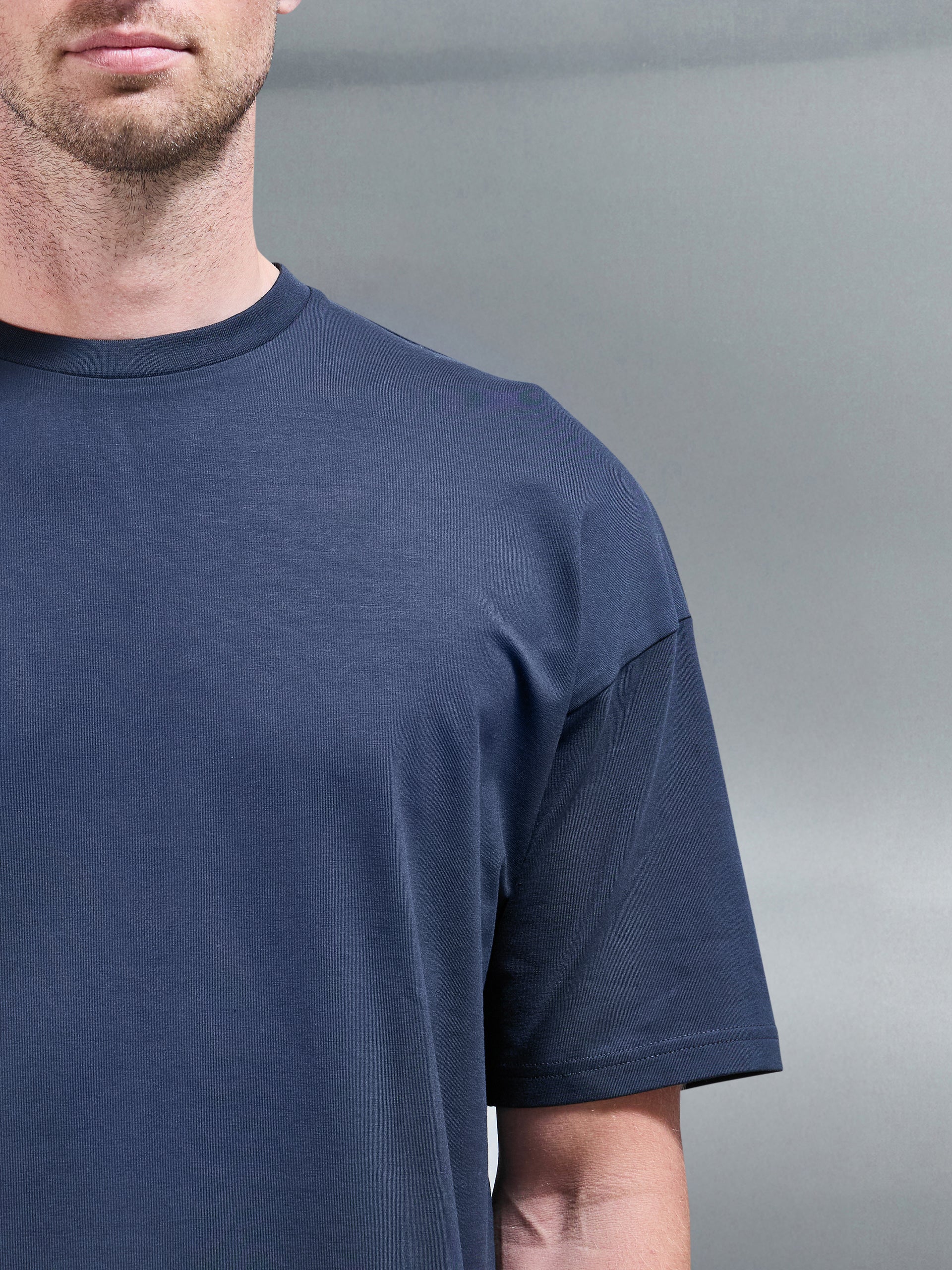 Essential Relaxed Fit Cotton T-Shirt in Navy - Image 3