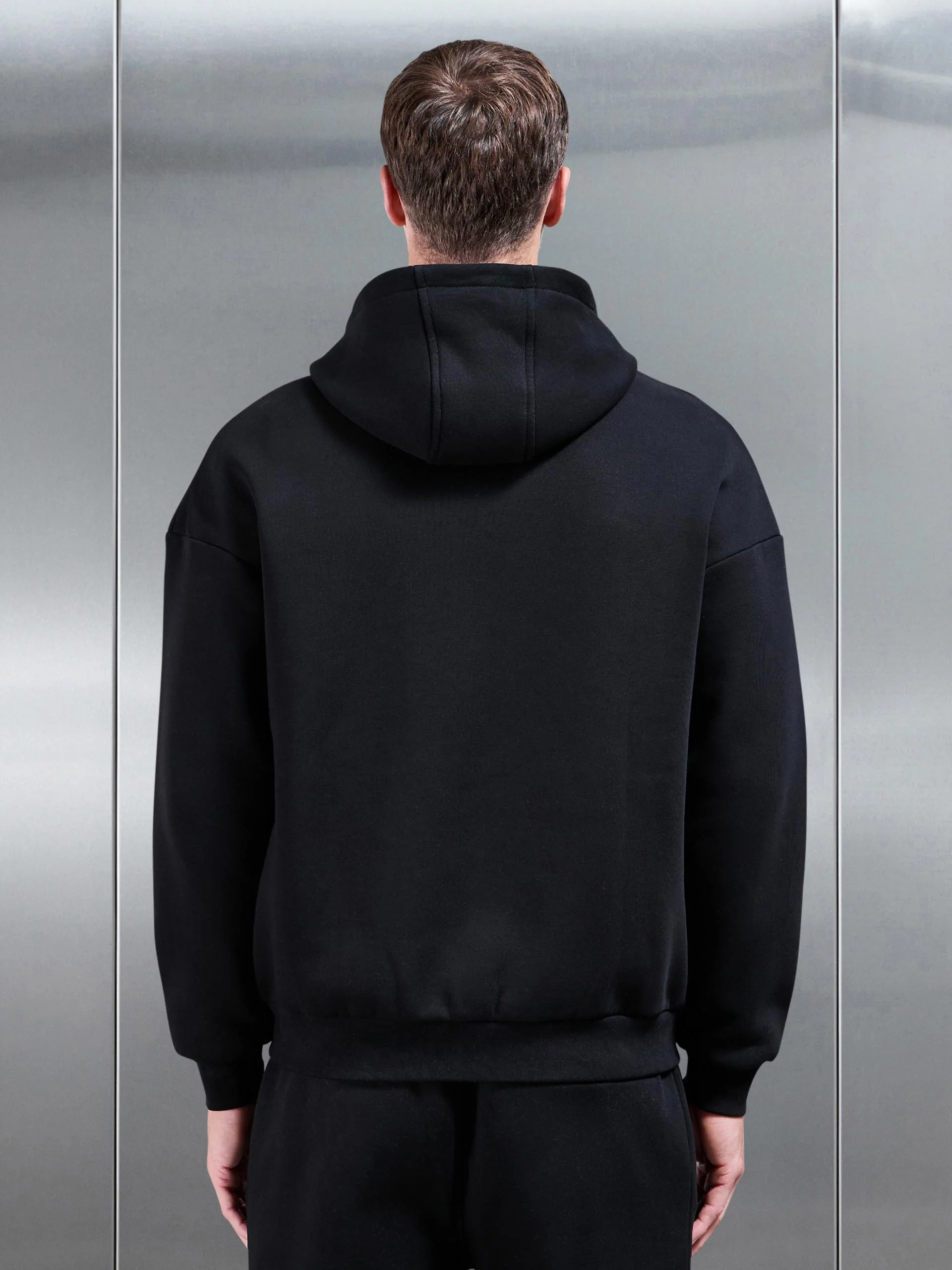 Essential Relaxed Fit Zip Through Hoodie in Black - Image 5