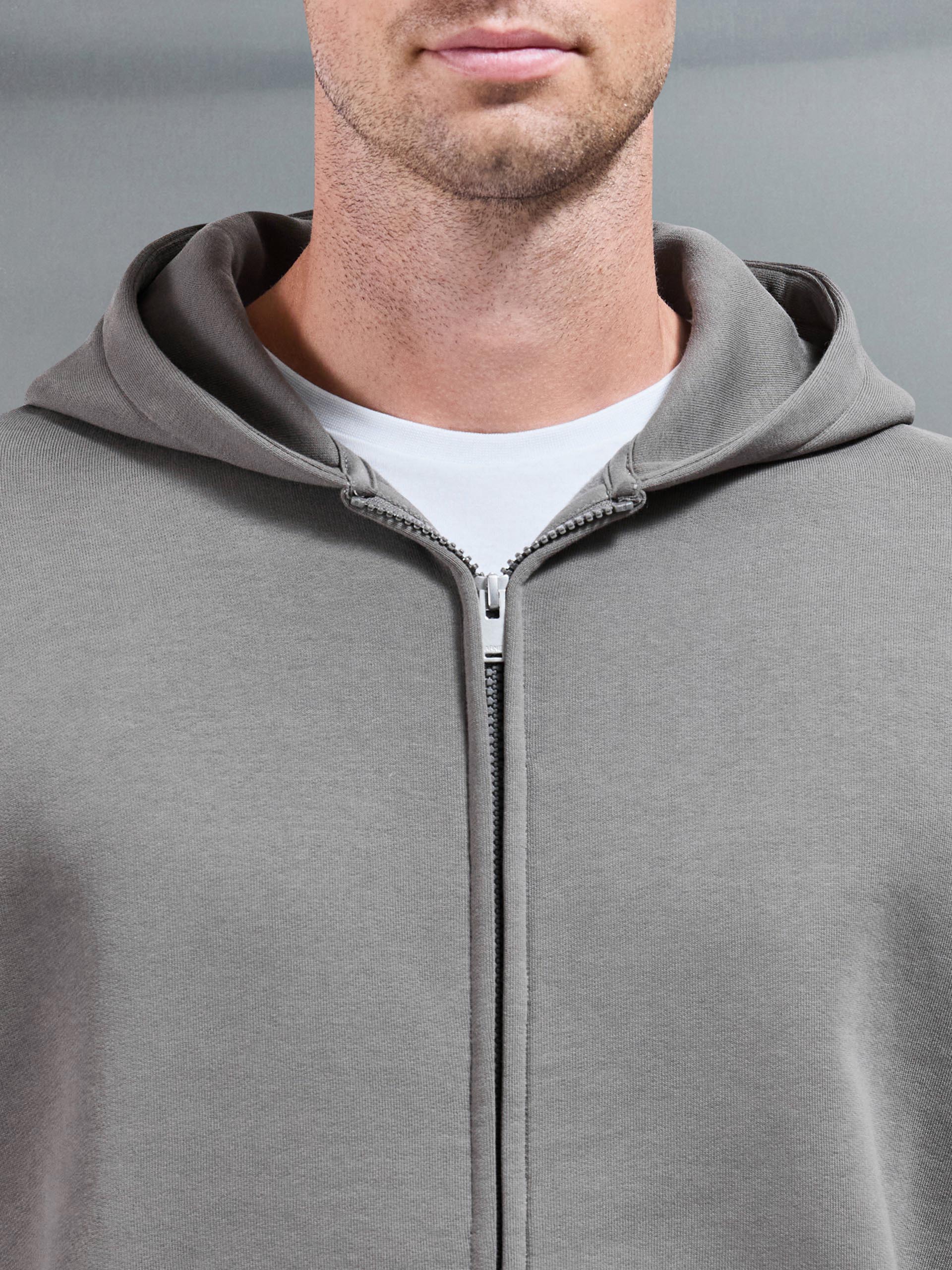 Essential Relaxed Fit Zip Through Hoodie in Grey - Image 3