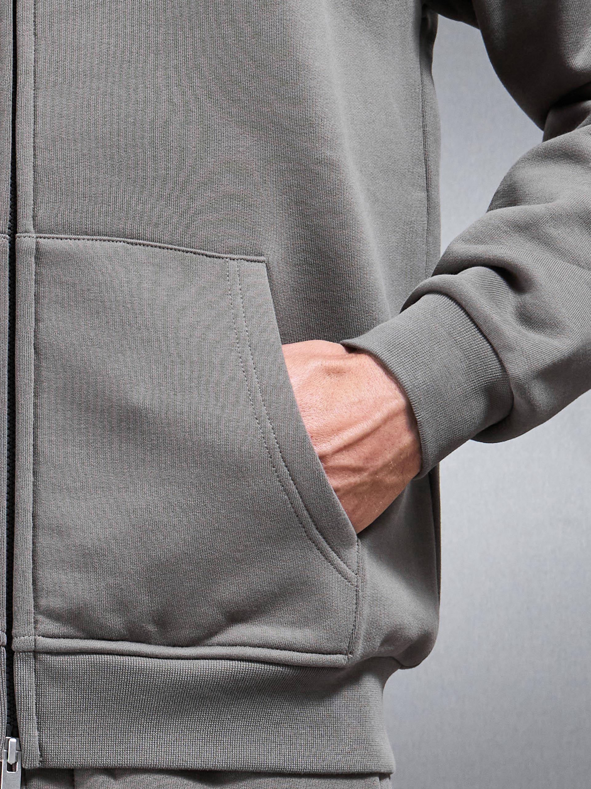 Essential Relaxed Fit Zip Through Hoodie in Grey - Image 4