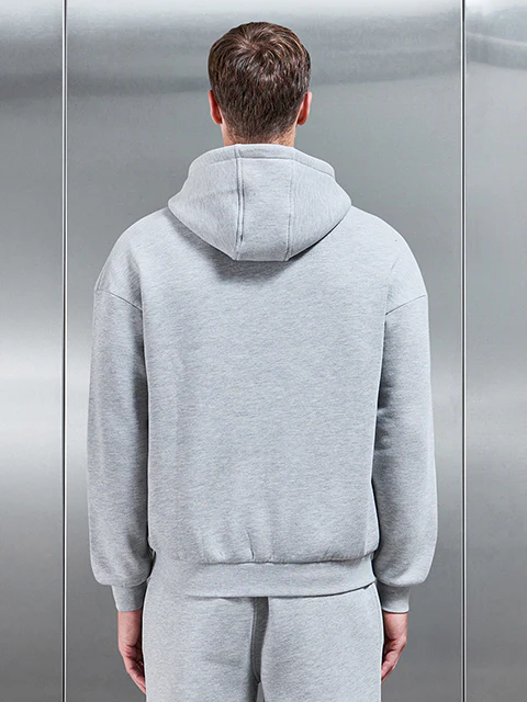 Essential Relaxed Fit Zip Through Hoodie in Marl Grey - Image 6