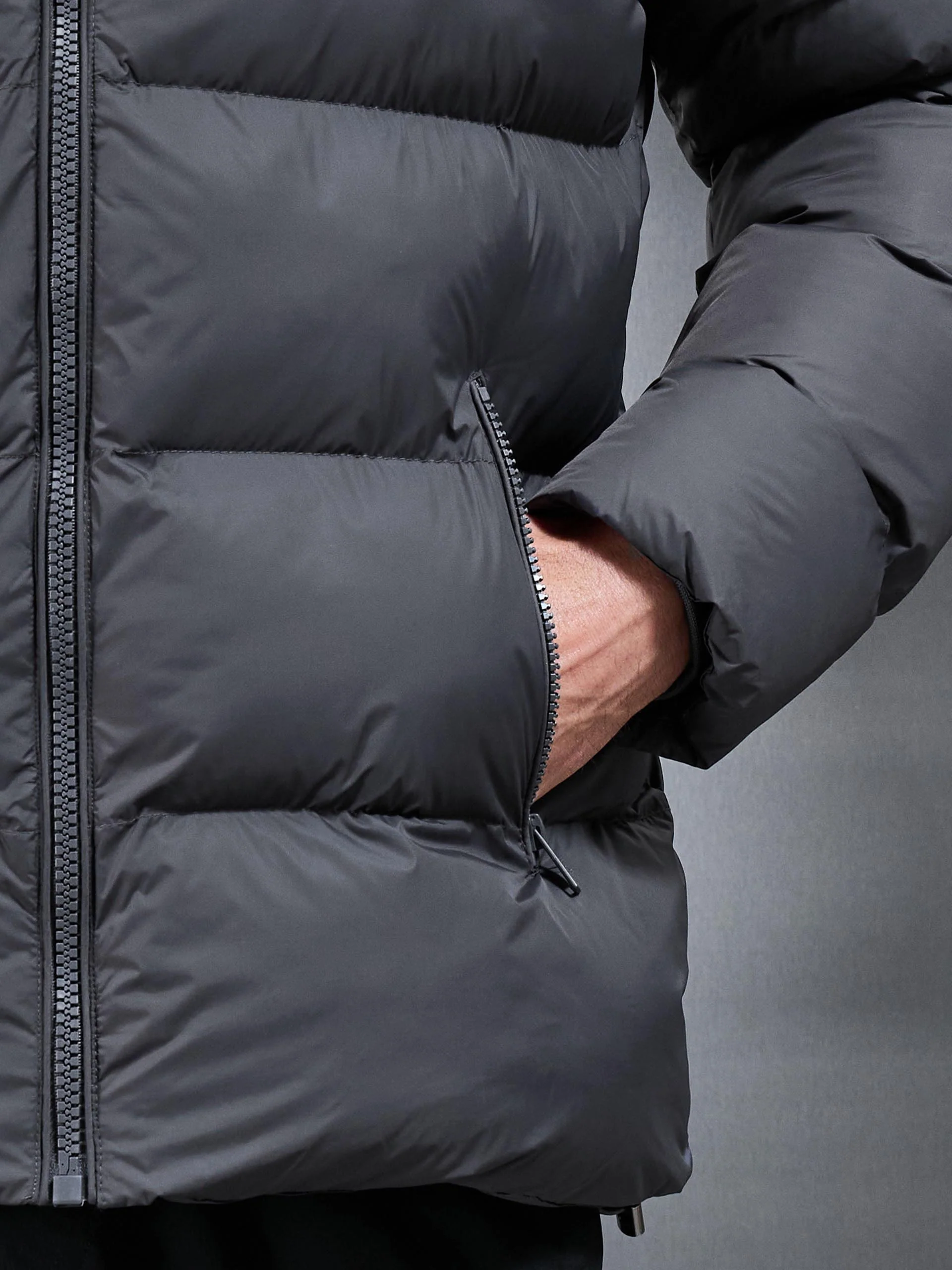 Essential Short Puffer Jacket in Grey - Image 5