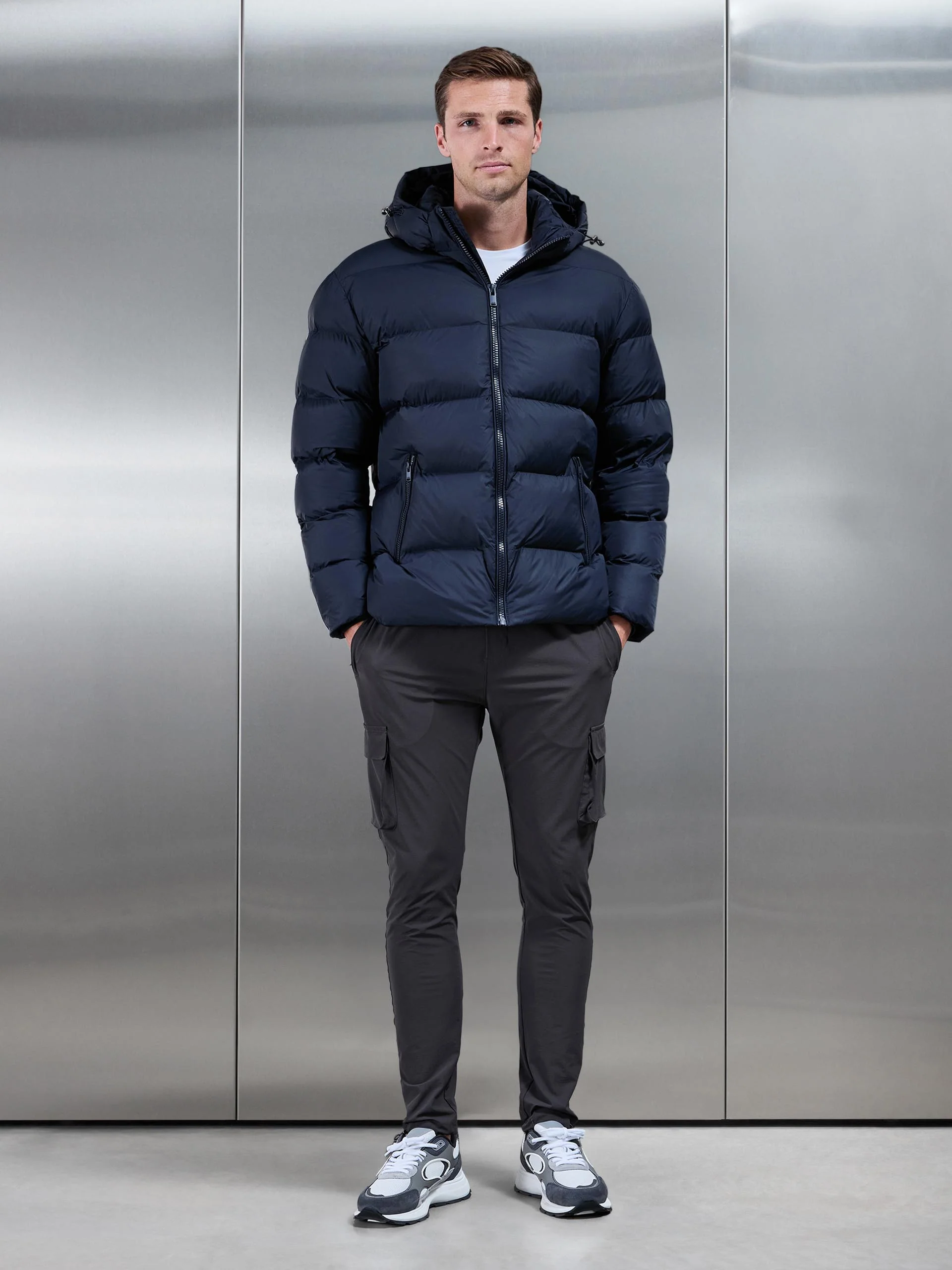 Essential Short Puffer Jacket in Navy - Image 6