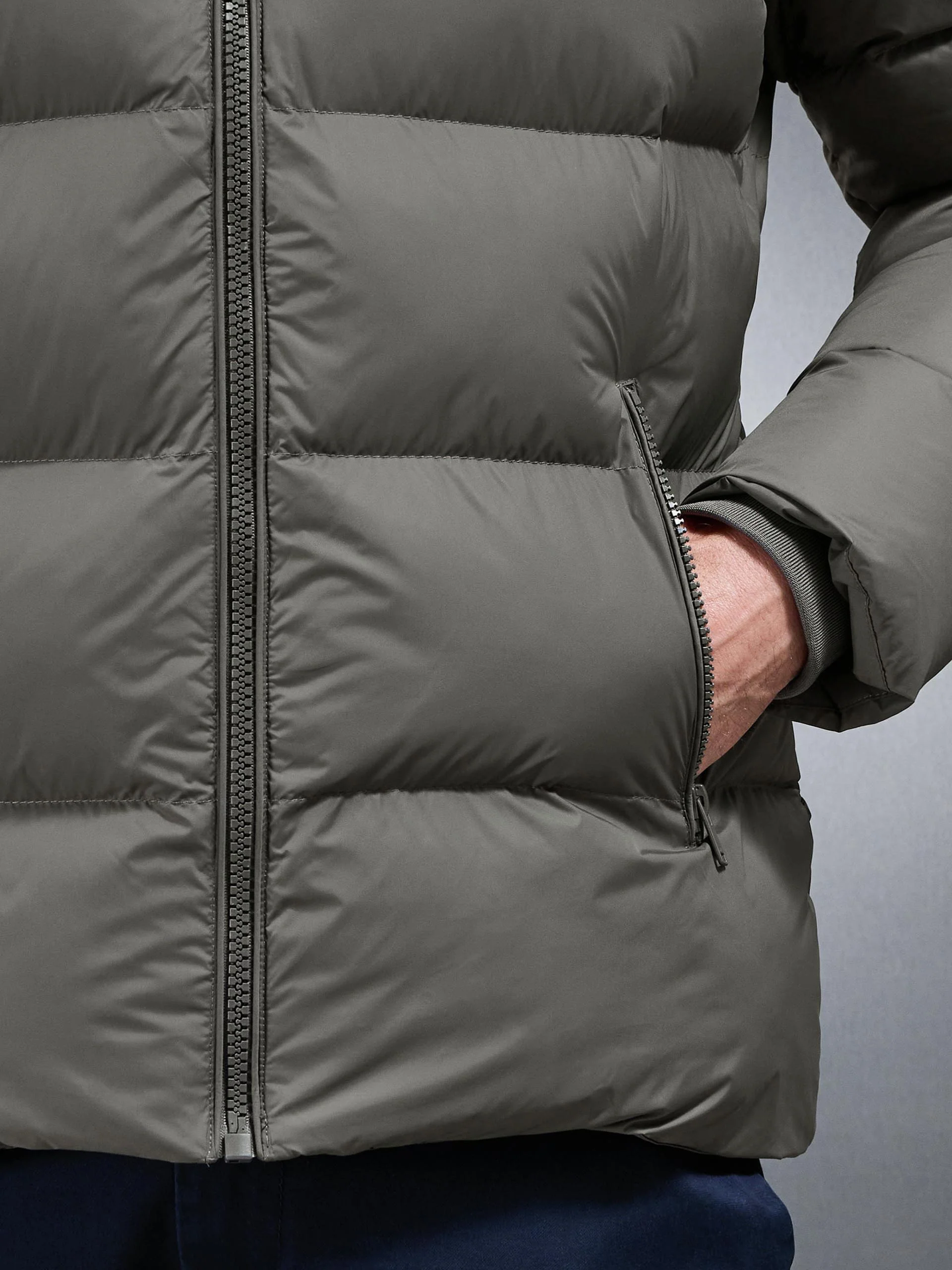 Essential Short Puffer Jacket in Olive - Image 4
