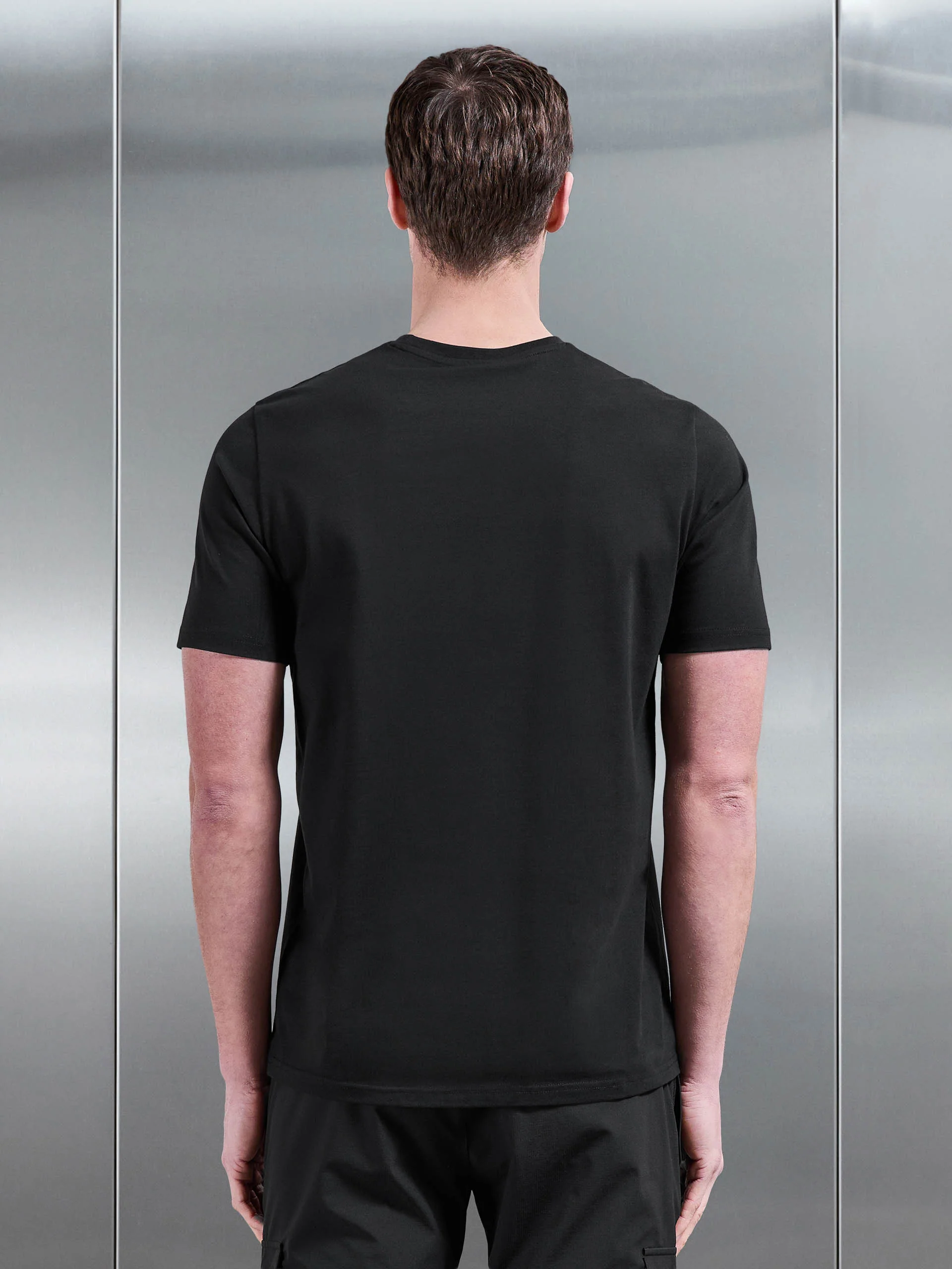 Essential Slim Fit Cotton Stretch T-Shirt in Black - Image 3