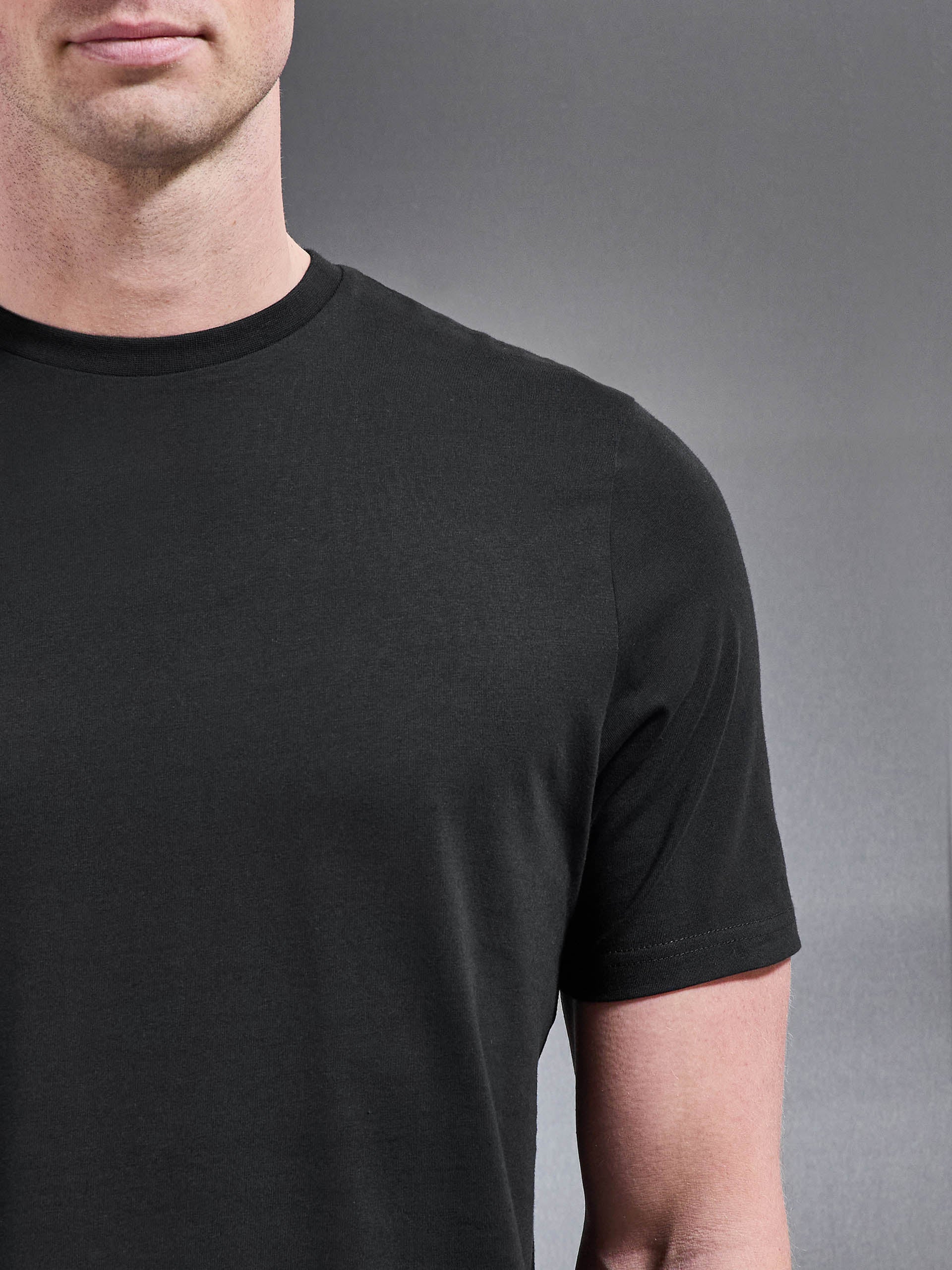 Essential Slim Fit Cotton Stretch T-Shirt in Black - Image 4