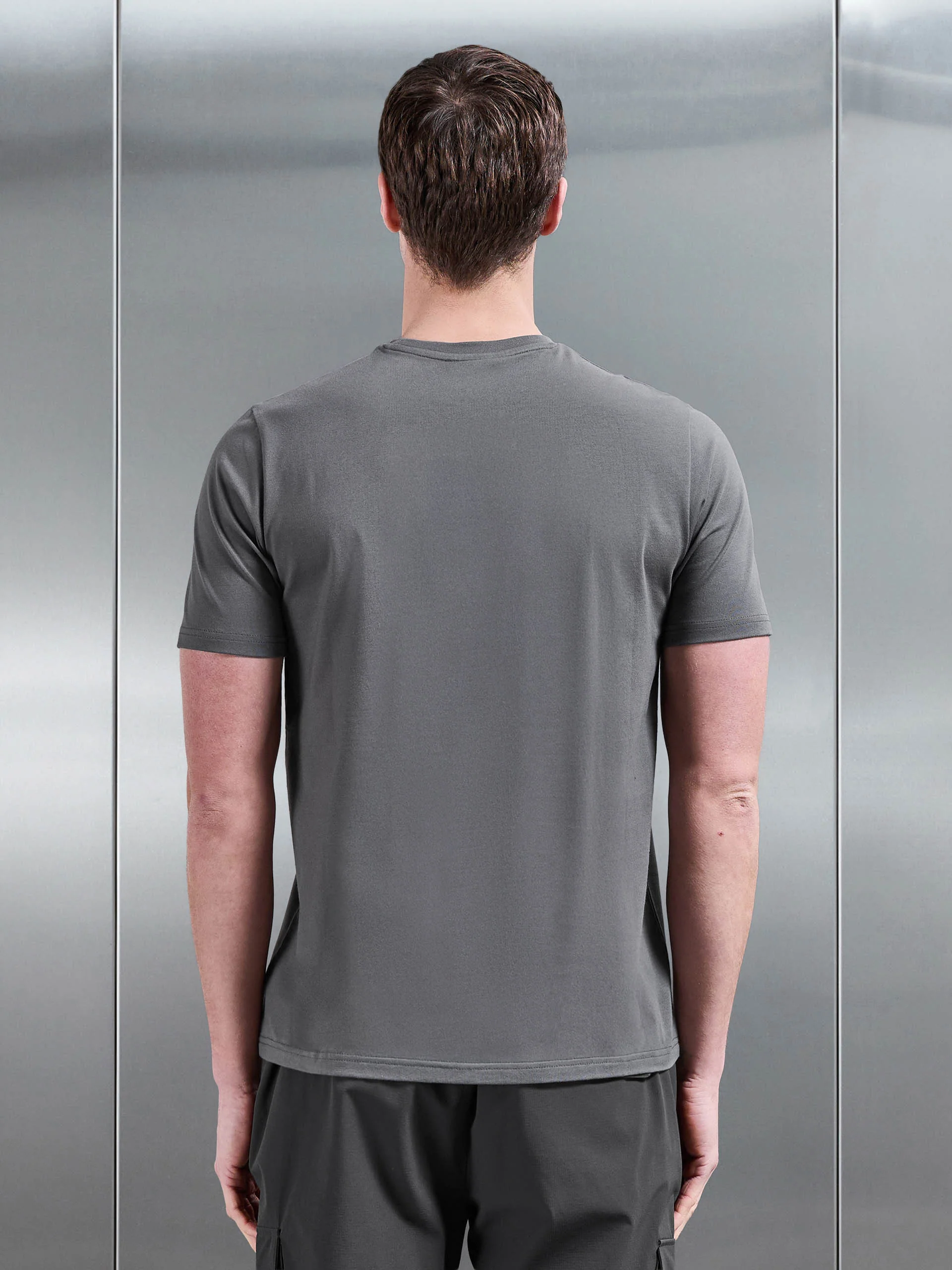 Essential Slim Fit Cotton Stretch T-Shirt in Grey - Image 3