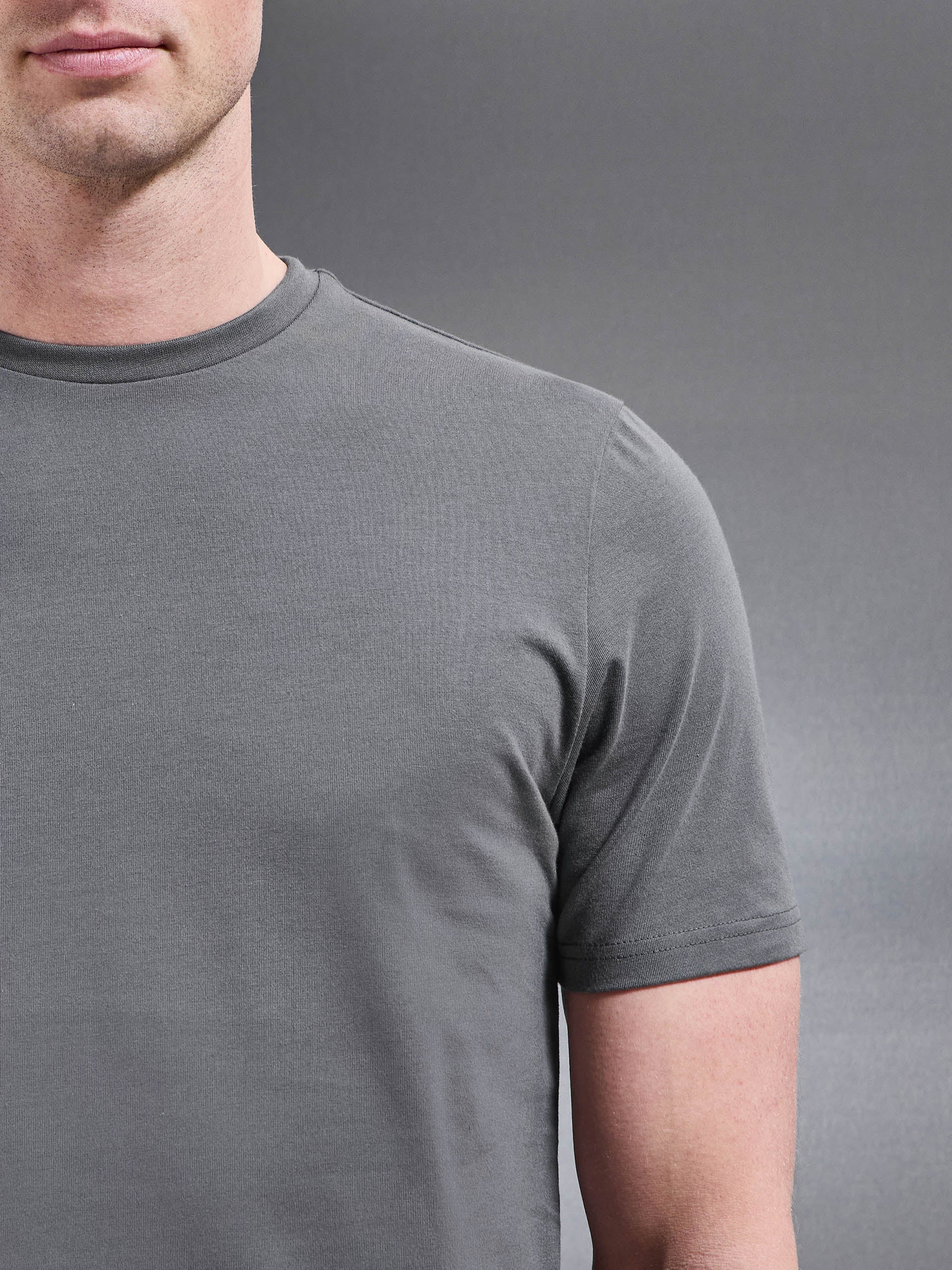 Essential Slim Fit Cotton Stretch T-Shirt in Grey - Image 4