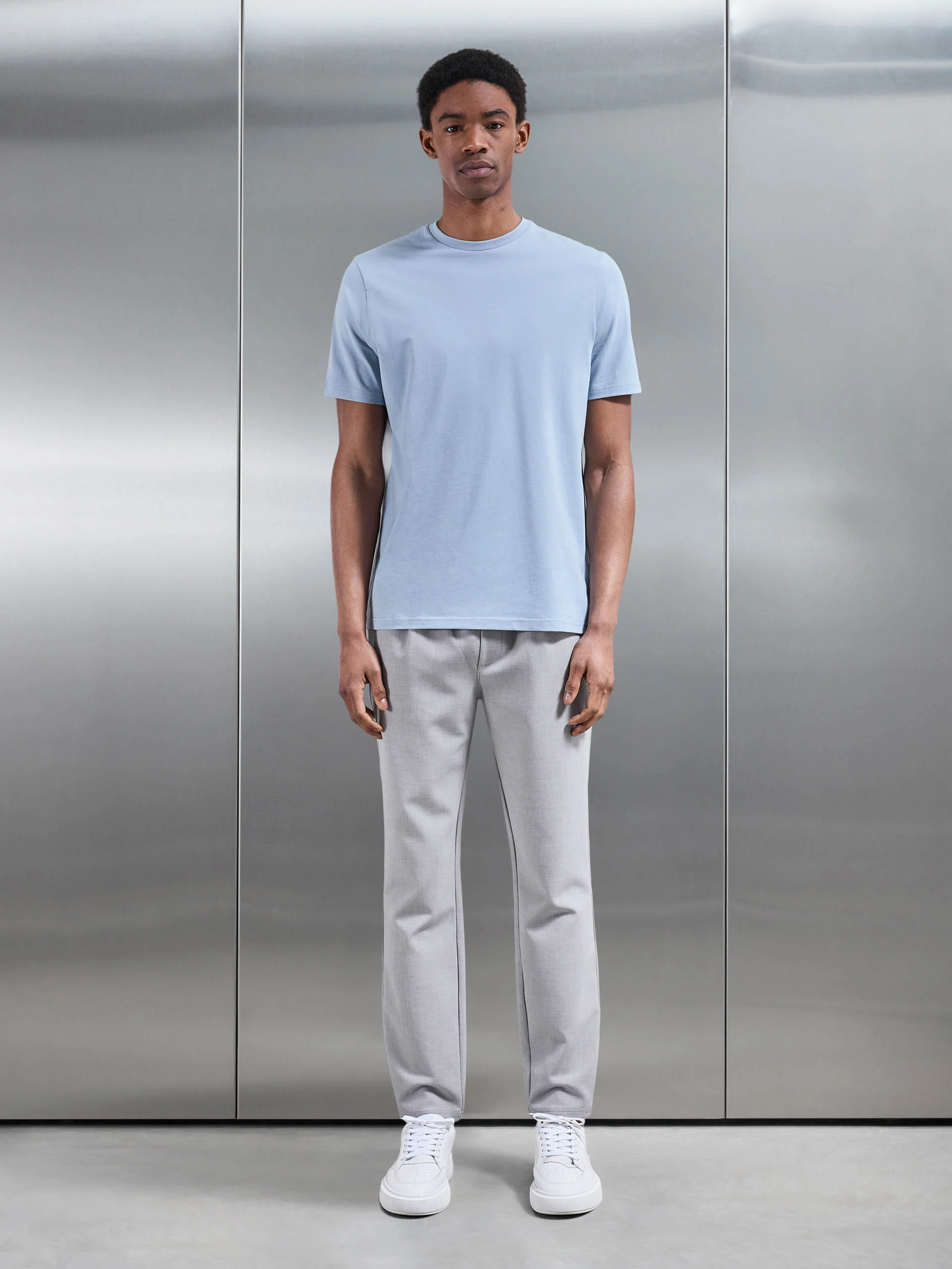 Essential Slim Fit Cotton Stretch T-Shirt in Light Blue - Image 2