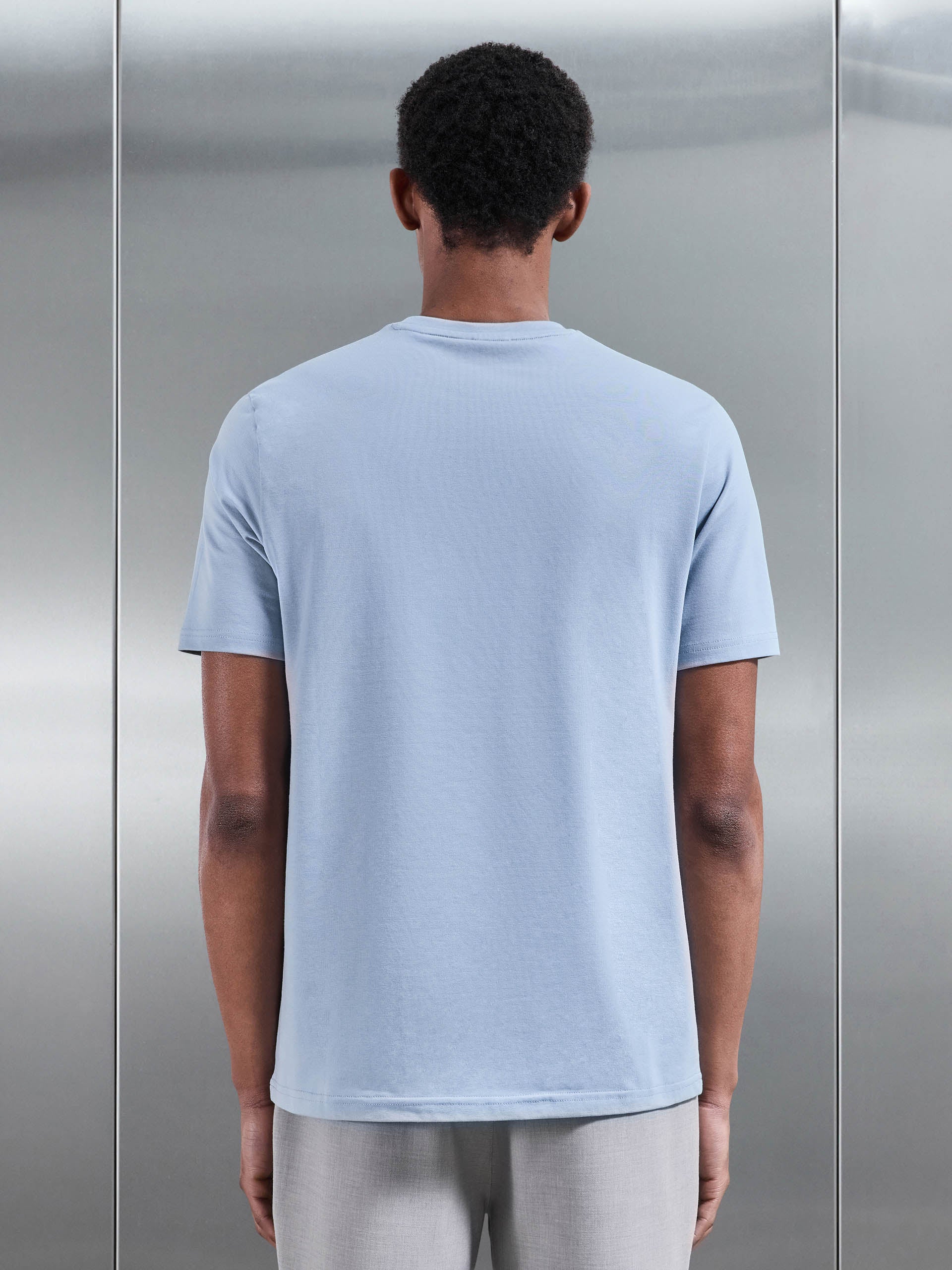 Essential Slim Fit Cotton Stretch T-Shirt in Light Blue - Image 3