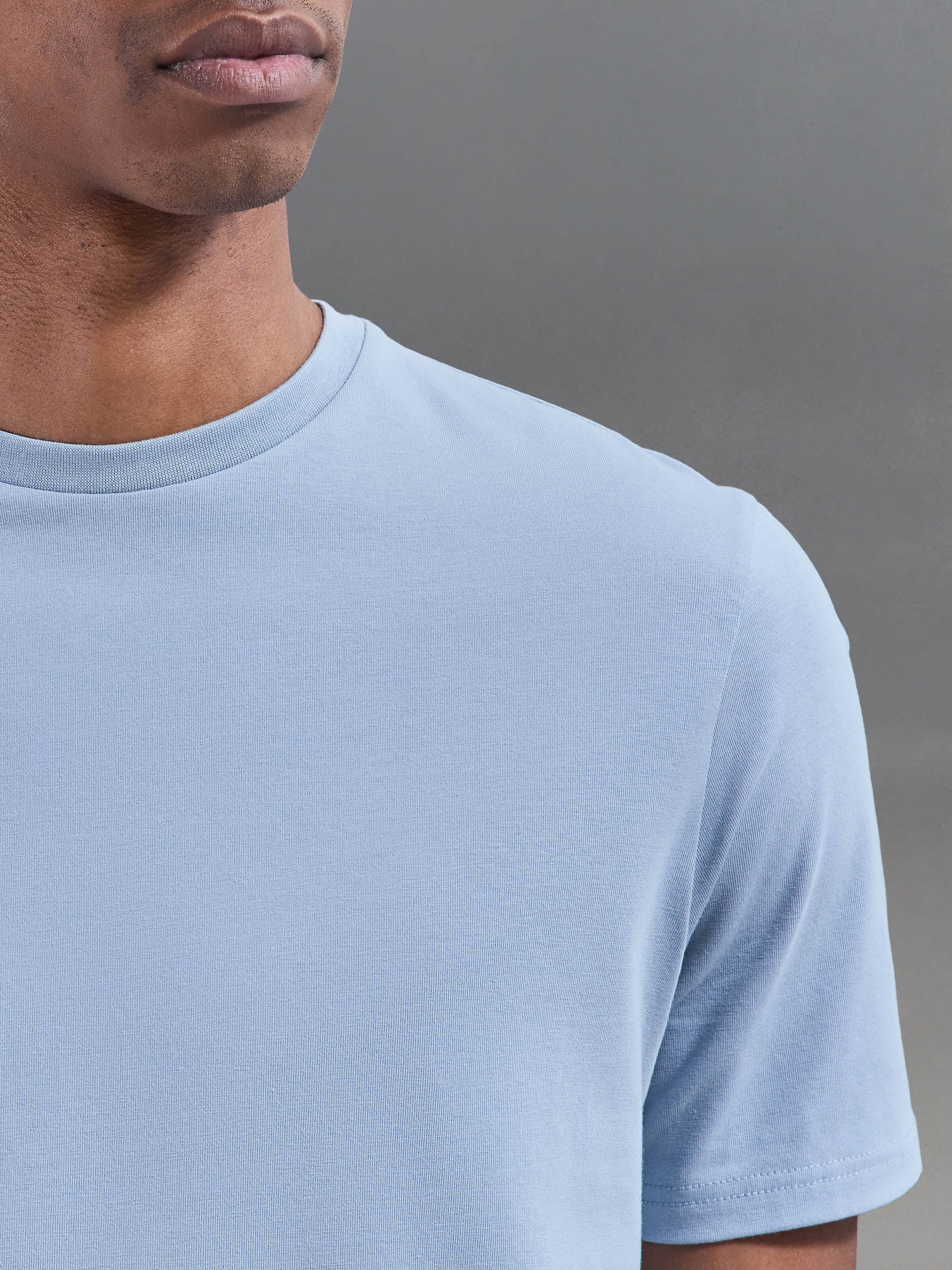 Essential Slim Fit Cotton Stretch T-Shirt in Light Blue - Image 4