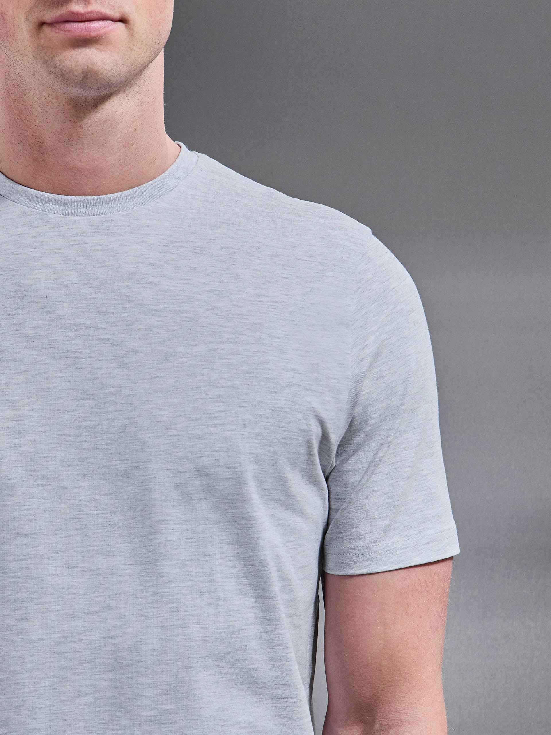 Essential Slim Fit Cotton Stretch T-Shirt in Marl Grey - Image 4