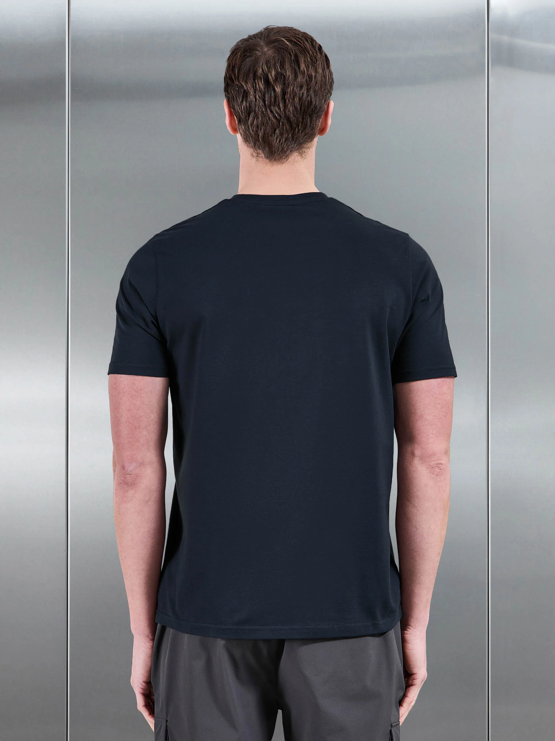 Essential Slim Fit Cotton Stretch T-Shirt in Navy - Image 3