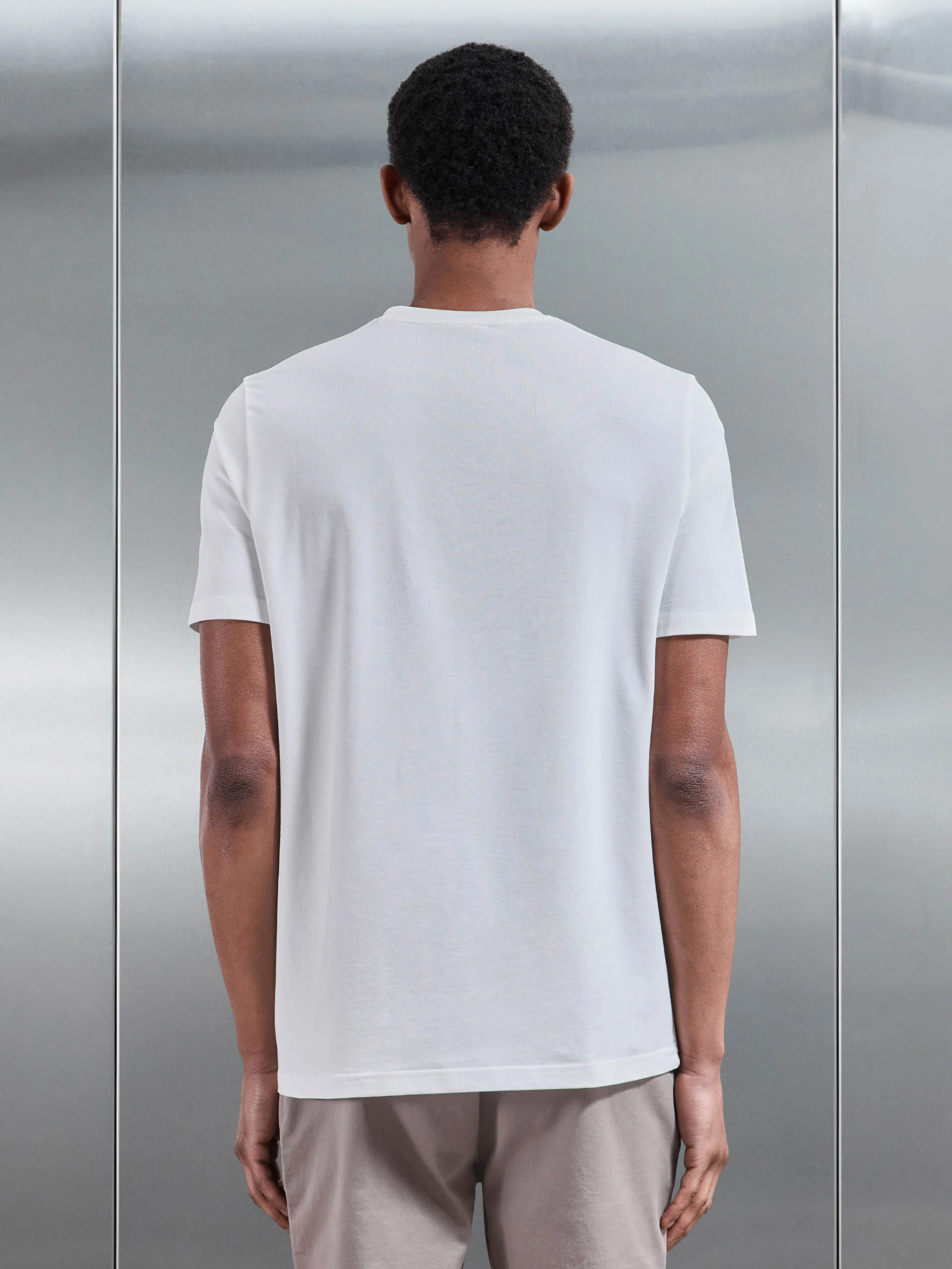 Essential Slim Fit Cotton Stretch T-Shirt in Off White - Image 3