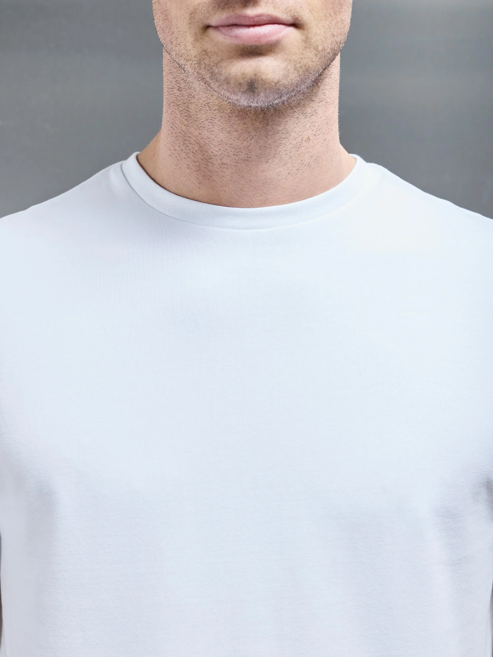 Essential Slim Fit Cotton Stretch T-Shirt in White - Image 4