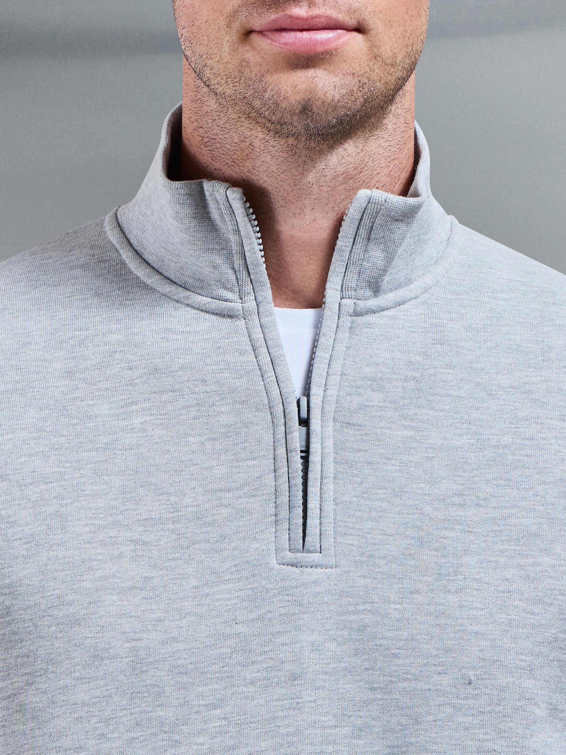 Essential Slim Half Zip in Marl Grey - Image 3