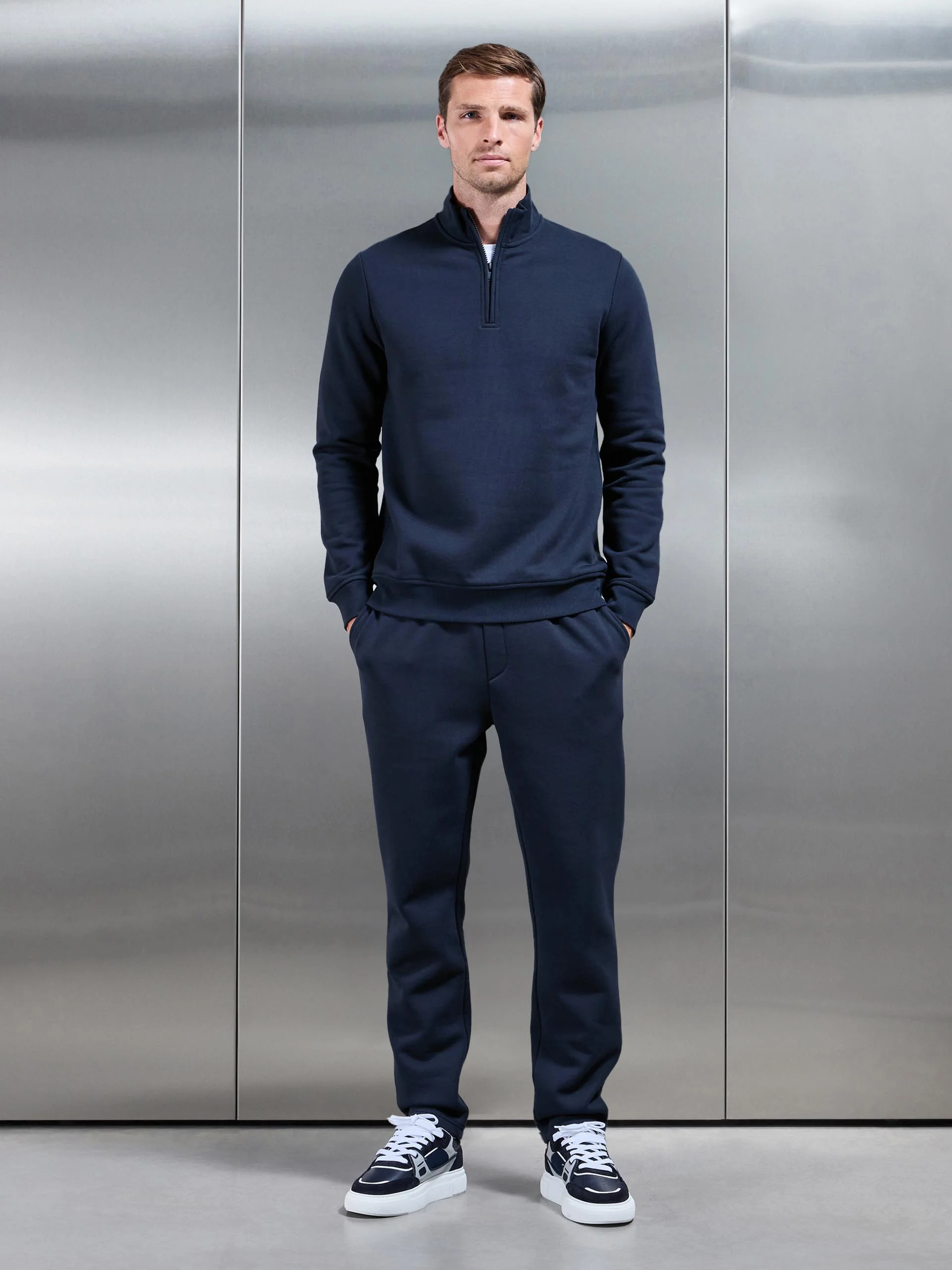 Essential Slim Half Zip in Navy - Image 2