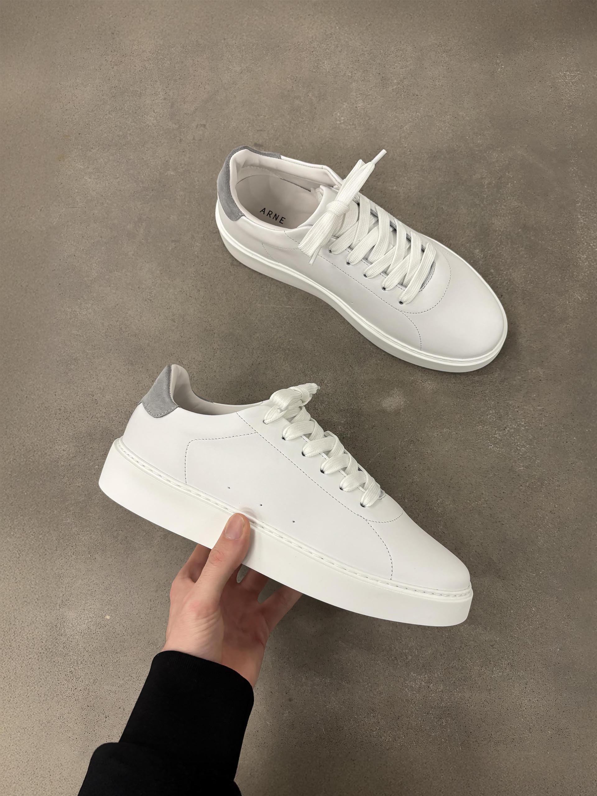 Everyday Leather Trainer in White Grey - Image 6