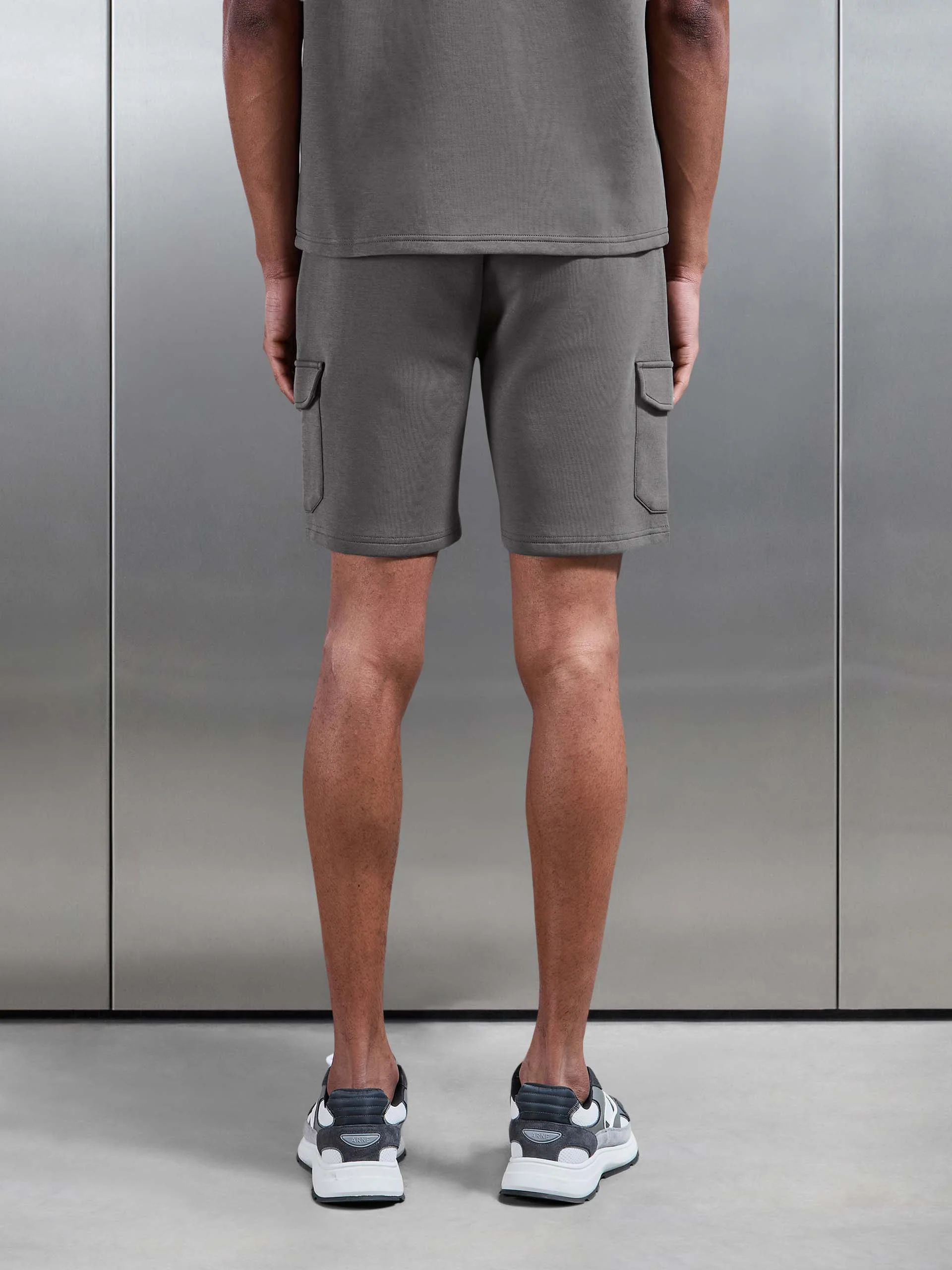 Everyday Luxe Cargo Short in Grey - Image 3