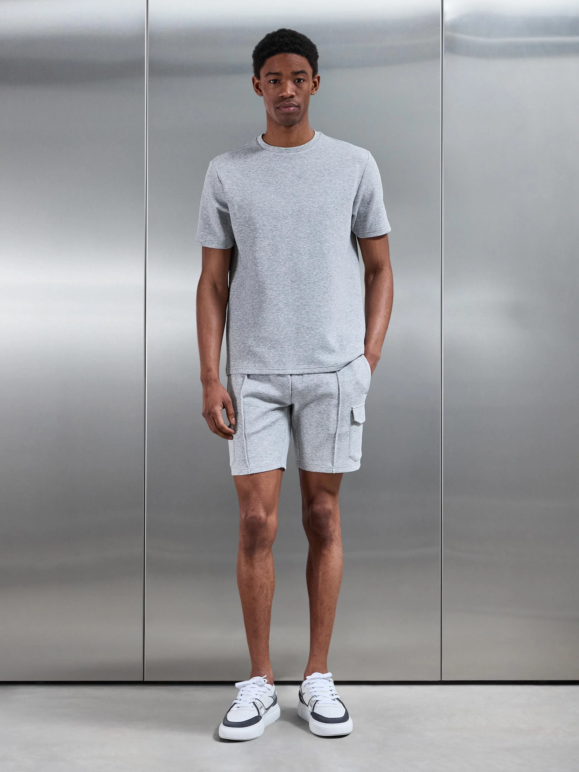 Everyday Luxe Cargo Short in Marl Grey - Image 2