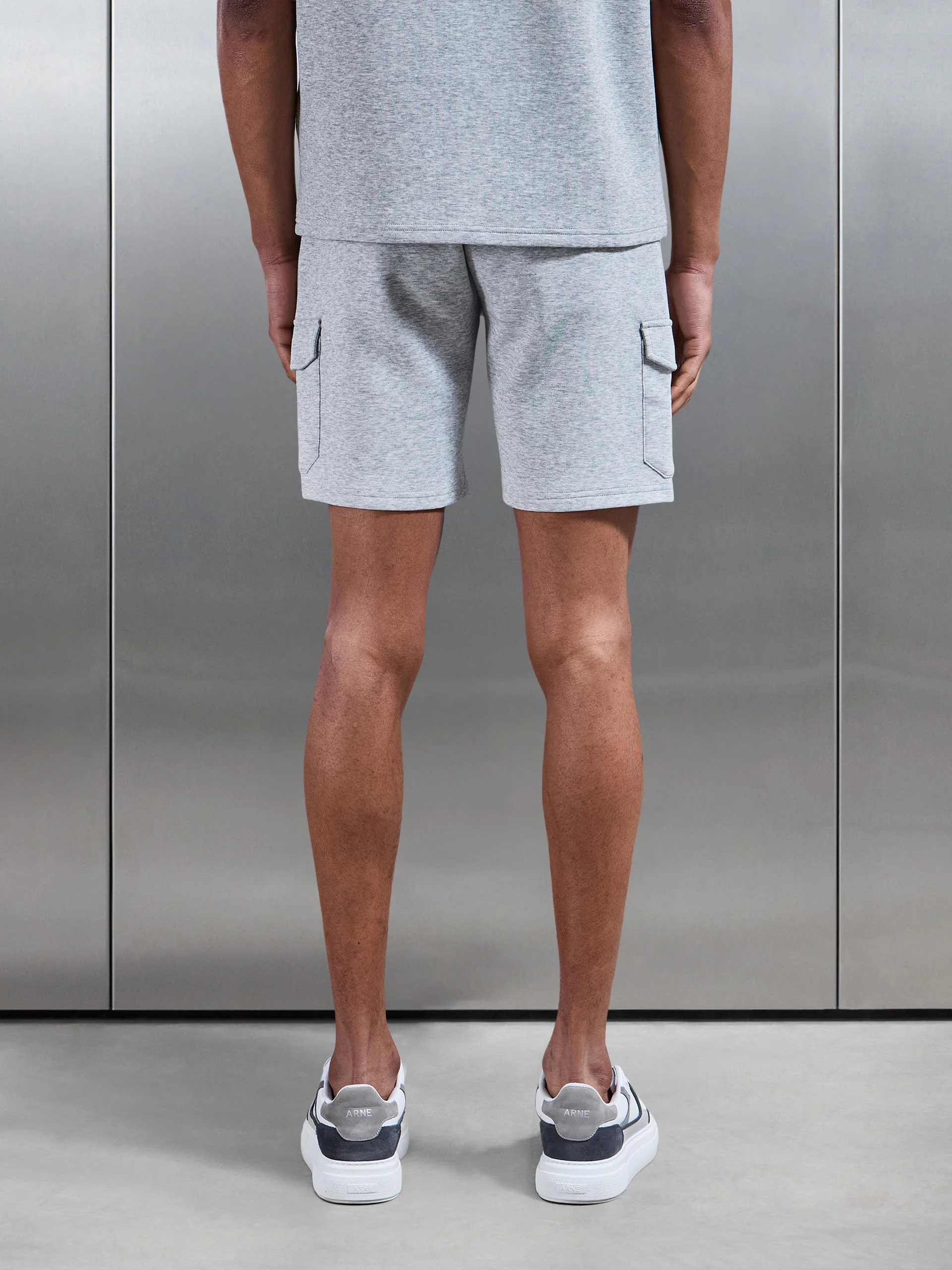 Everyday Luxe Cargo Short in Marl Grey - Image 3