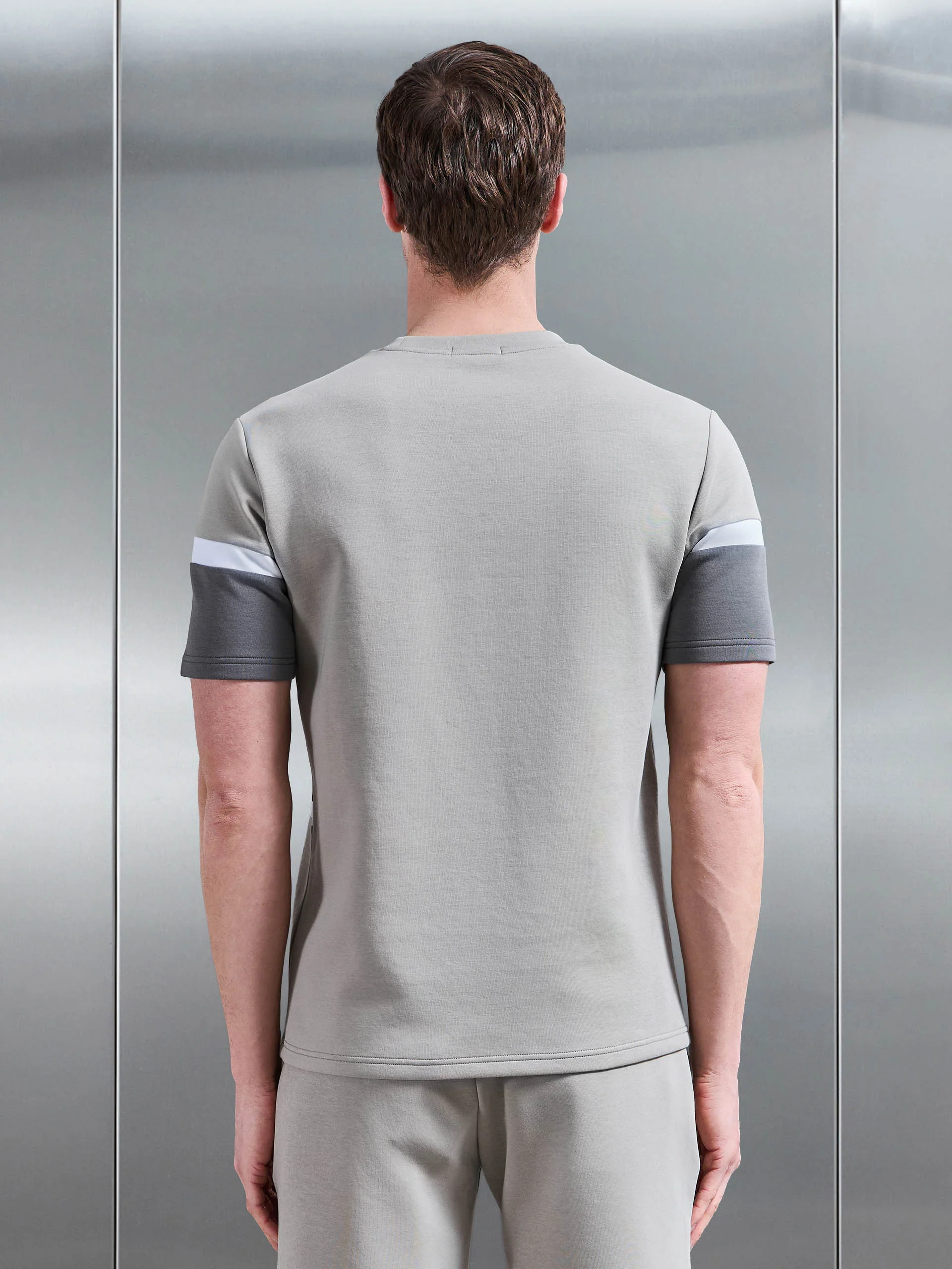 Everyday Luxe Colour Block T-Shirt in Stone - Image 3