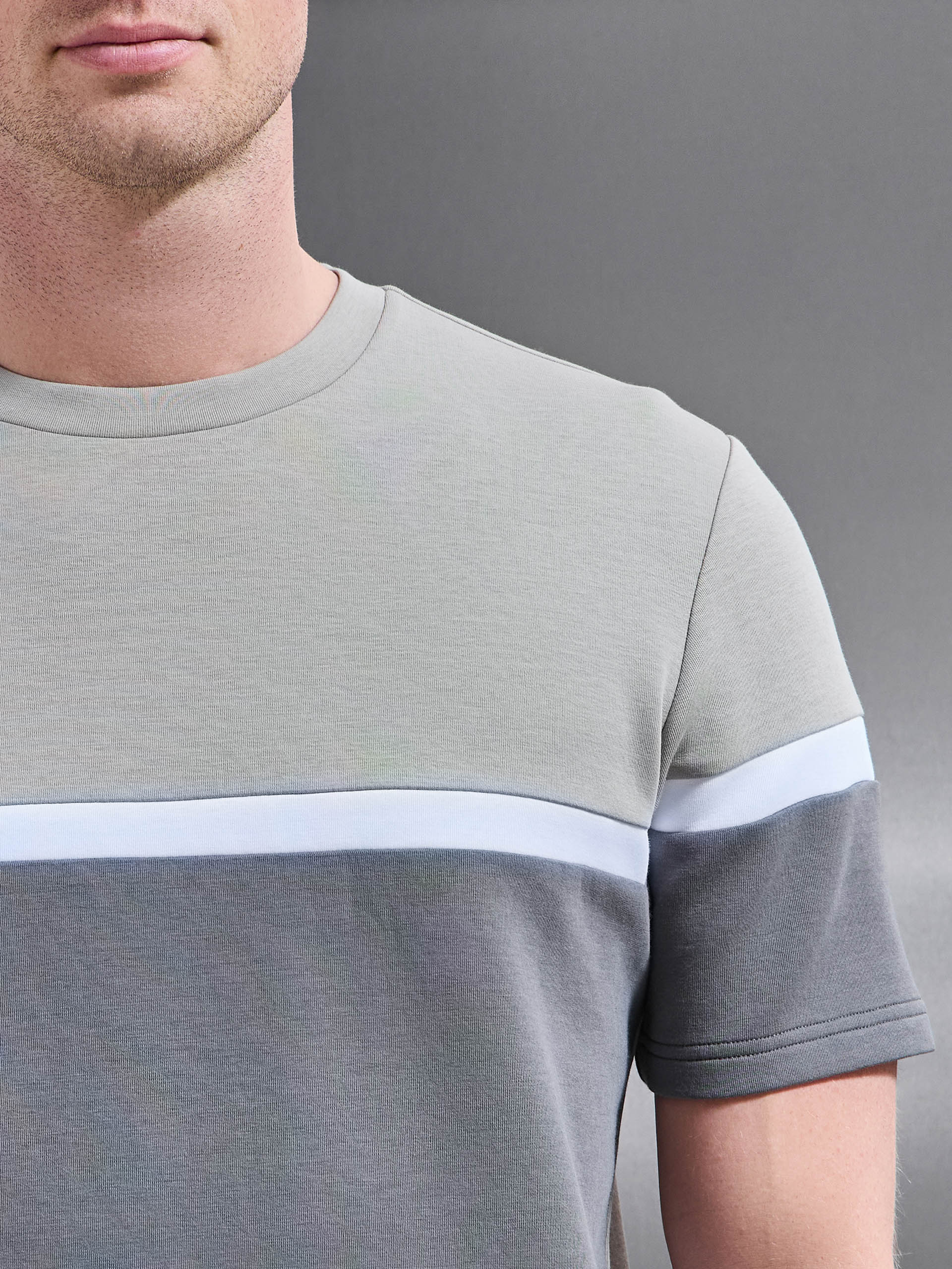 Everyday Luxe Colour Block T-Shirt in Stone - Image 4