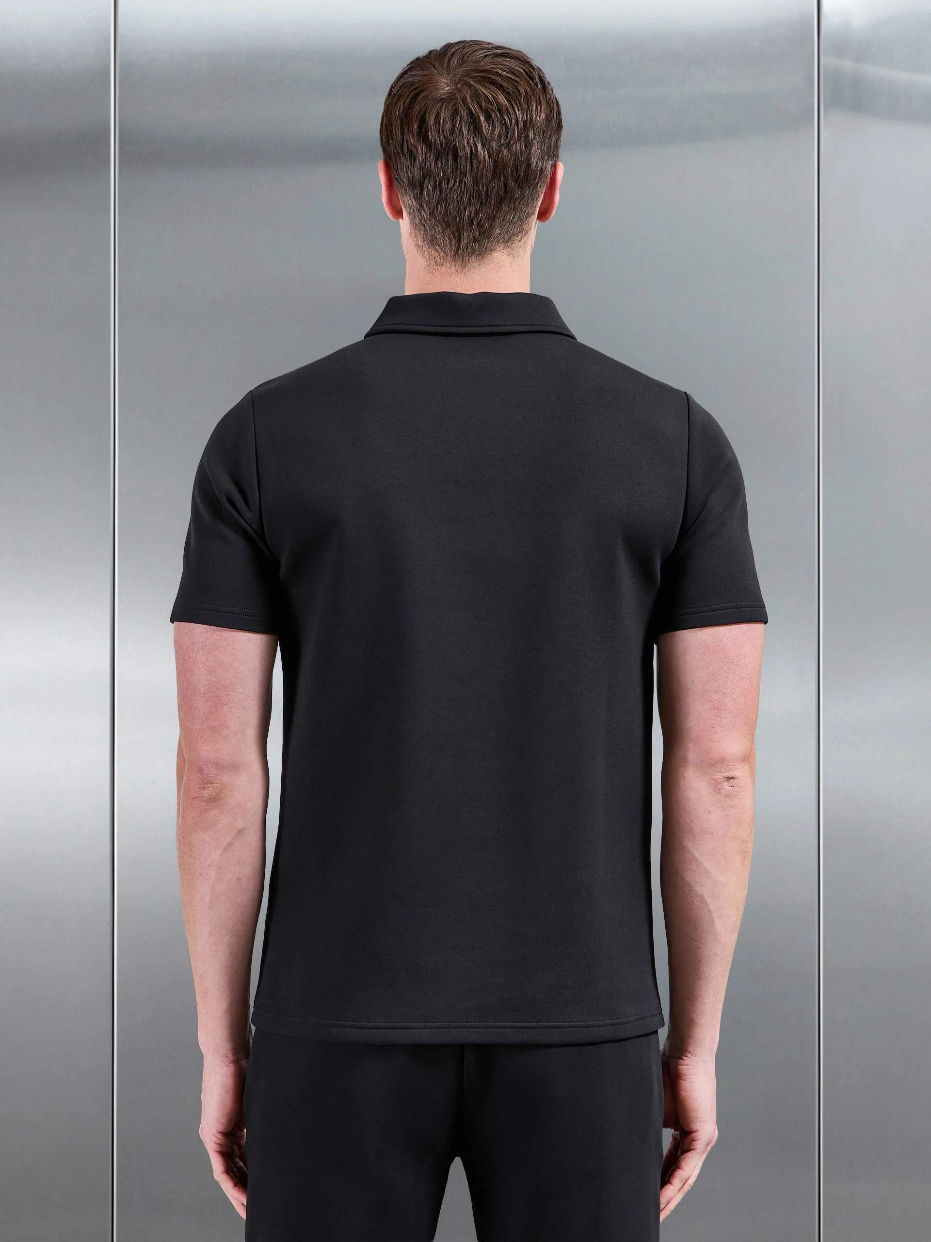 Everyday Luxe Polo Shirt in Black - Image 3